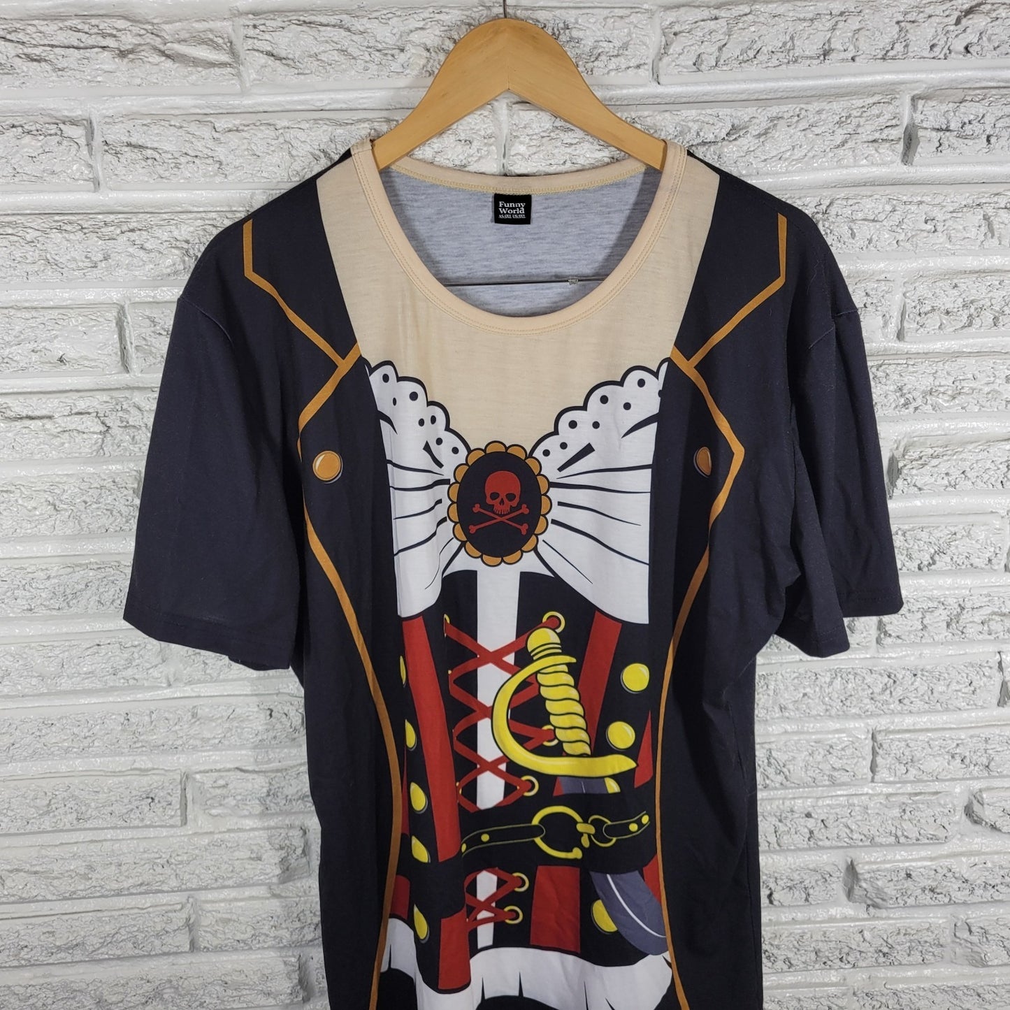 Hallloween Funny World Womens Top 3XL Plus Tee Pirate Costume Black Poly Blend