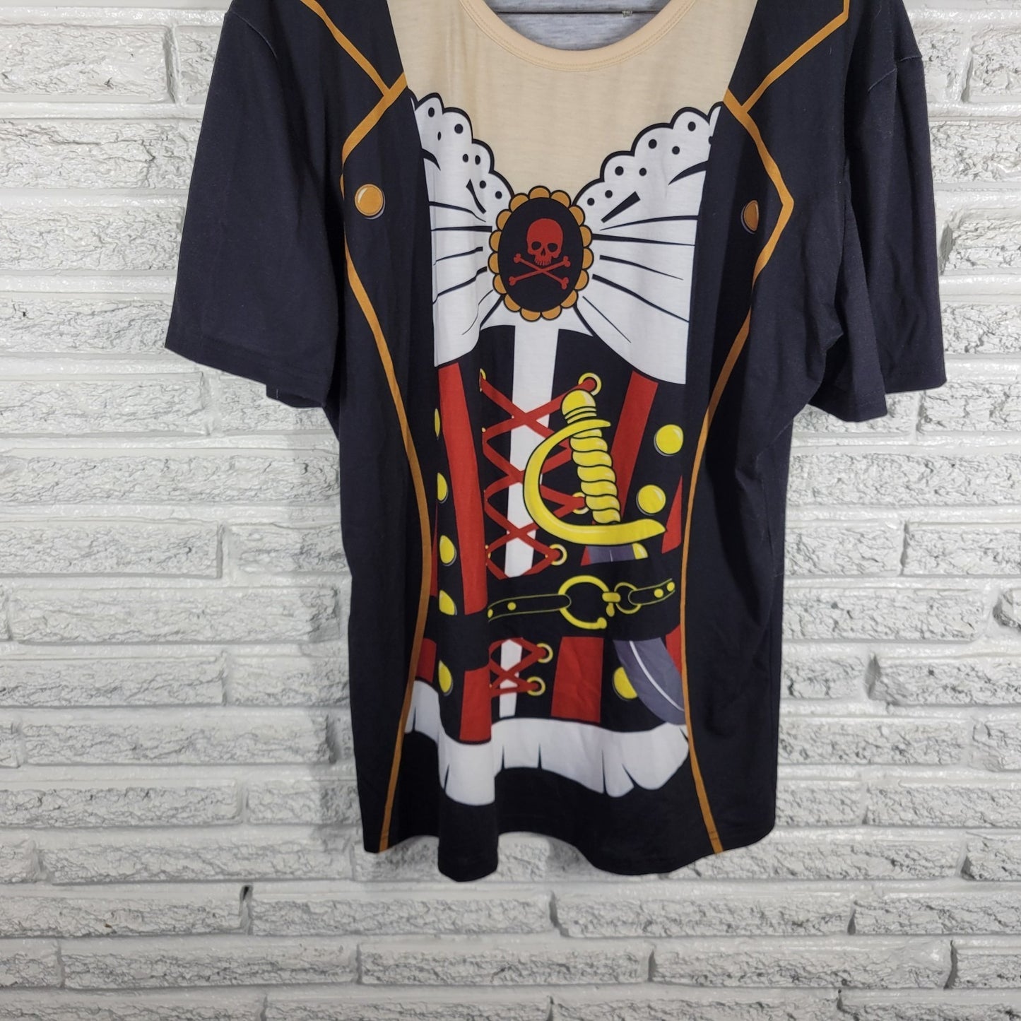 Hallloween Funny World Womens Top 3XL Plus Tee Pirate Costume Black Poly Blend