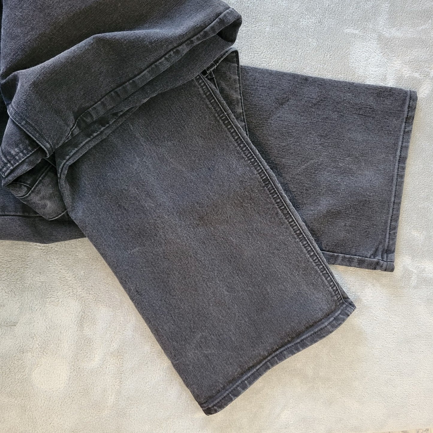 Riders Lee Womens Jeans 20W Plus Straight Leg Muted Black Denim Comfy Zip Fly