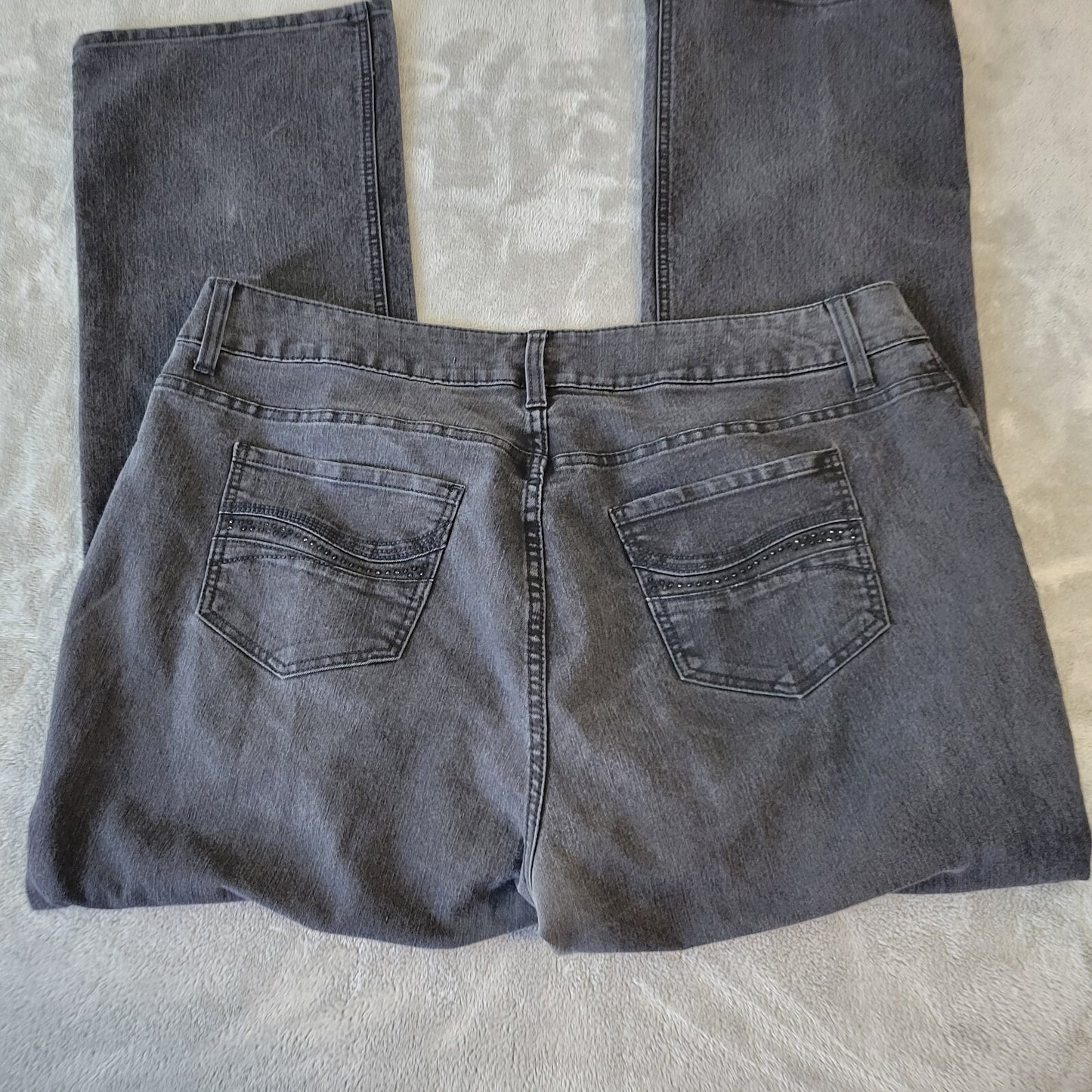 Riders Lee Womens Jeans 20W Plus Straight Leg Muted Black Denim Comfy Zip Fly