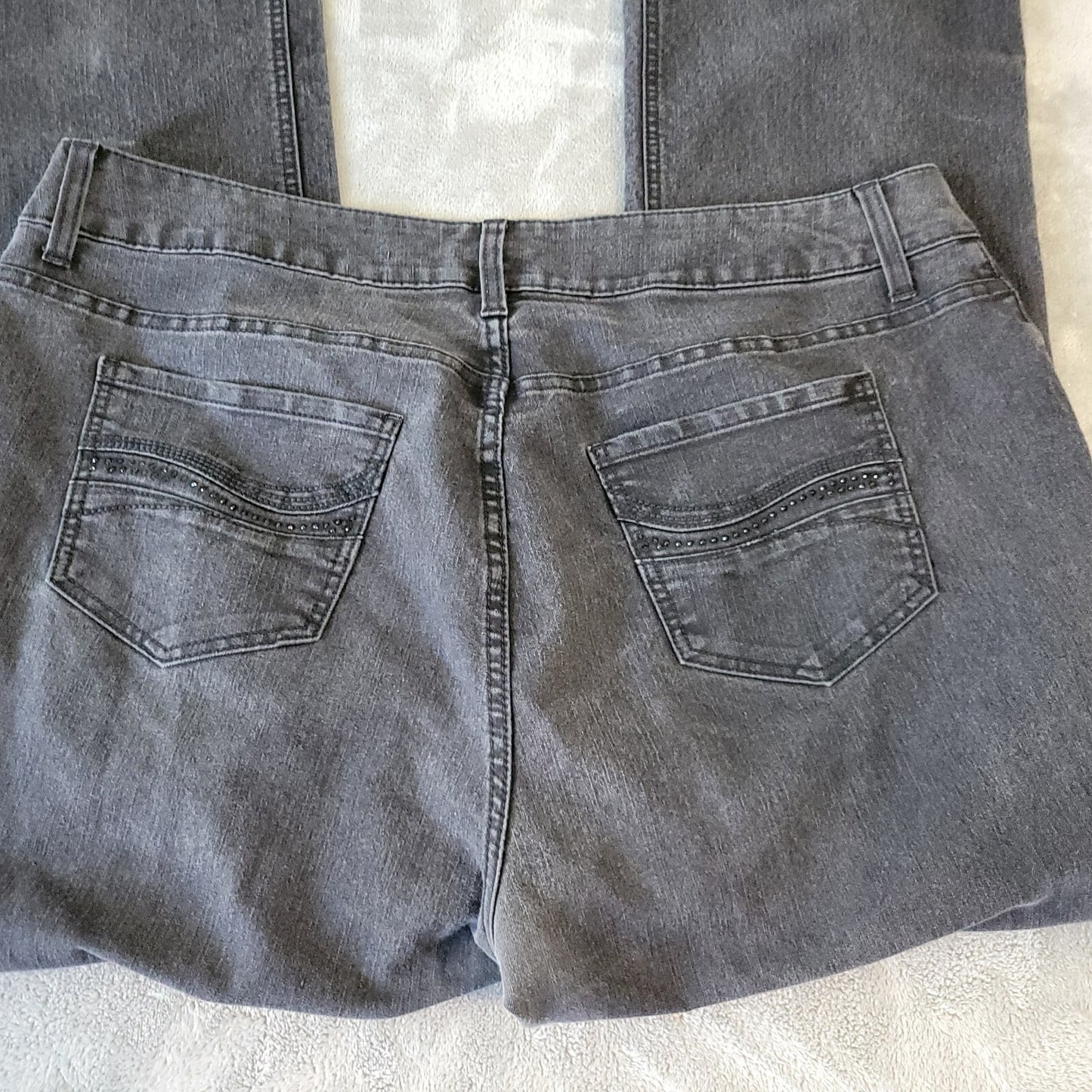 Riders Lee Womens Jeans 20W Plus Straight Leg Muted Black Denim Comfy Zip Fly
