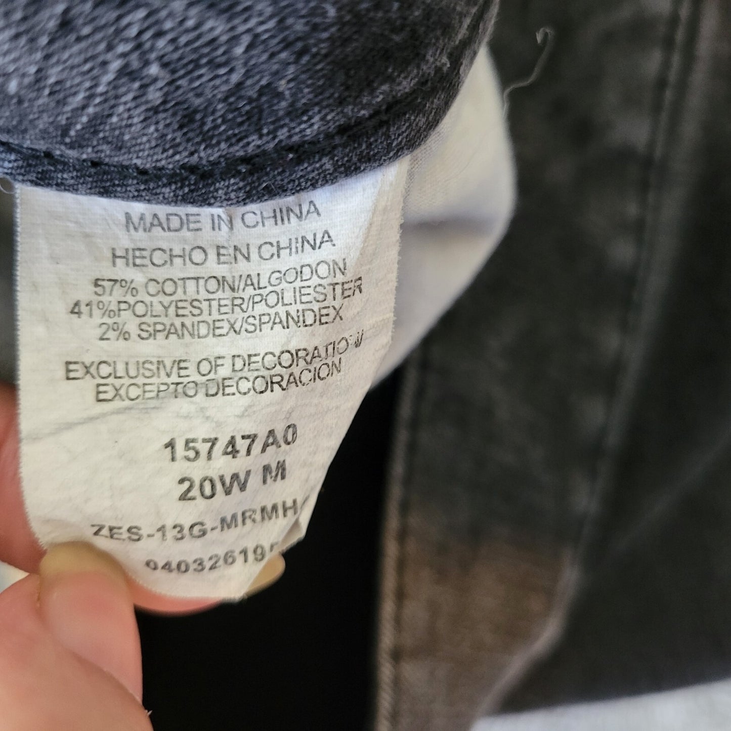 Riders Lee Womens Jeans 20W Plus Straight Leg Muted Black Denim Comfy Zip Fly