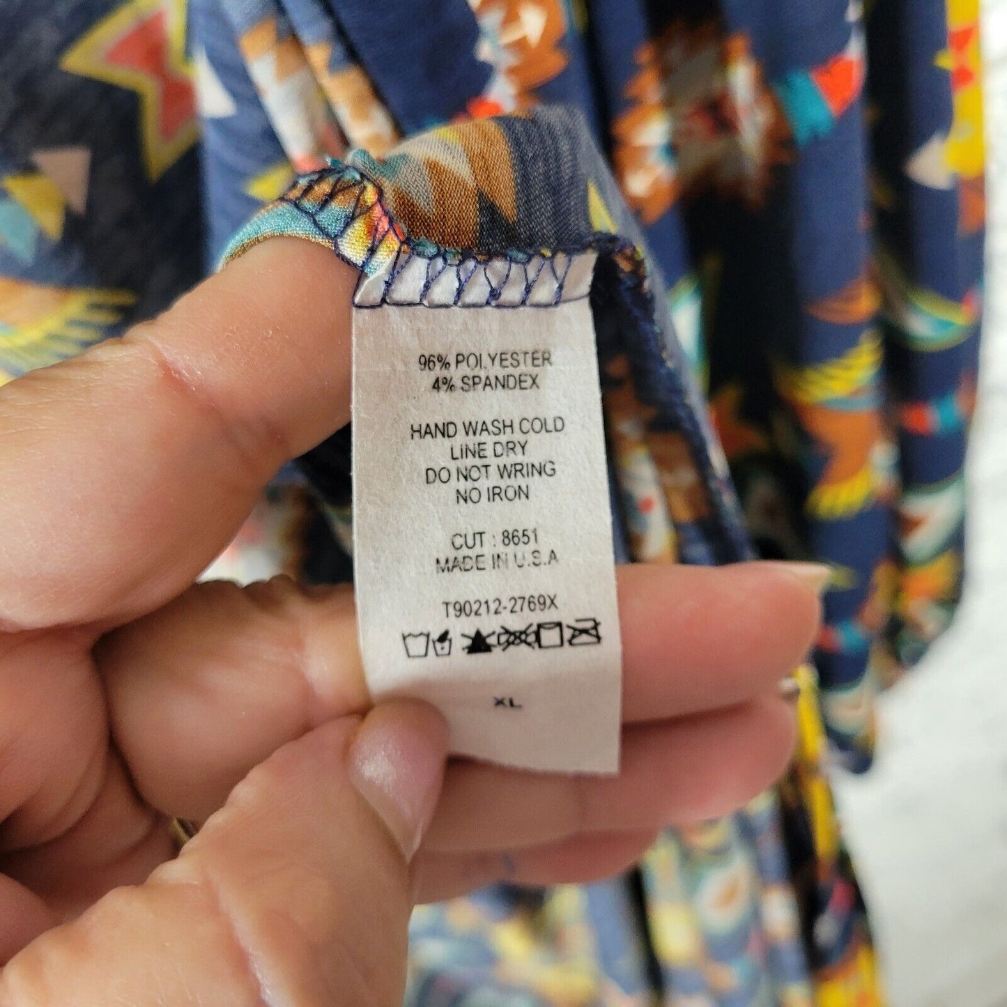 Honeyme Curvy Womens Top Extra Large XL Duster Long Blue Tribal Slit Open Career