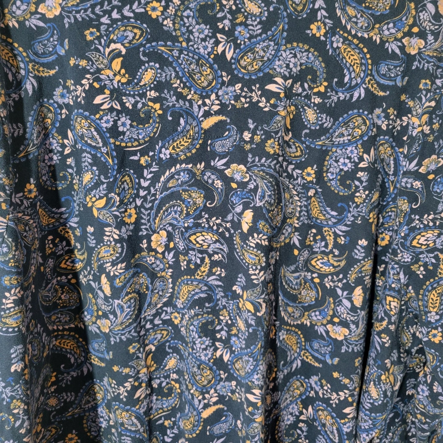 Denim Co Womens Top 5X Plus Long Sleeve Blue Paisley Cotton Blend Comfy Casual