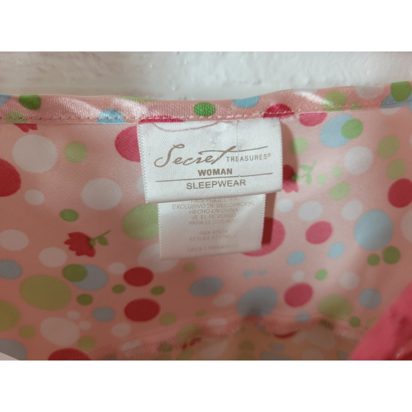 Secret Treasures Women Top 2X Plus Cami Pink Polka Dot Lace Trim Open Front