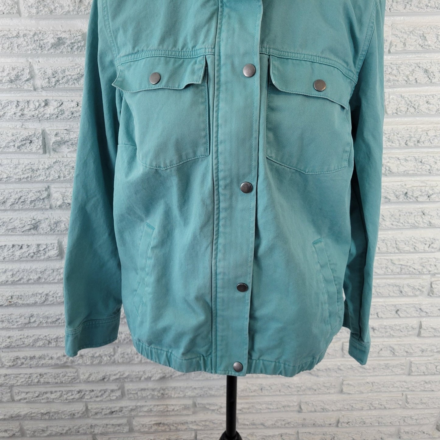 CJ Banks Womens Jacket Extra Large XL Denim Baby Blue Pockets Zip Snap Casual