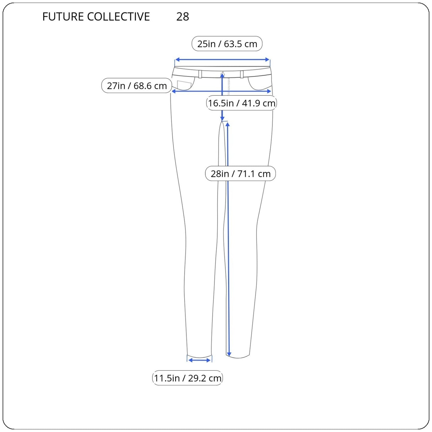 Future Collective Womens Jeans 28 Straight Leg Light Blue Denim Zip Fly Raw Hem