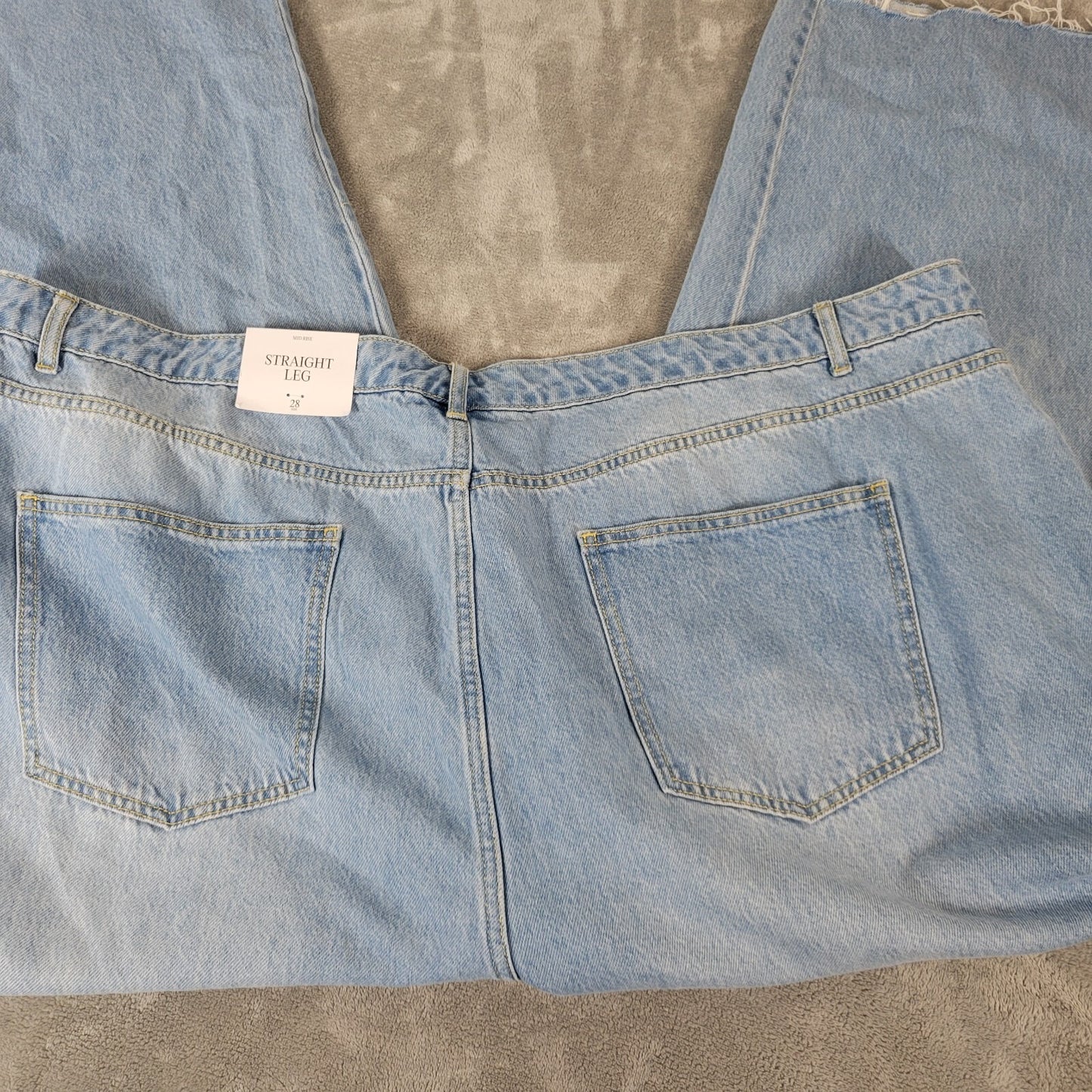 Future Collective Womens Jeans 28 Straight Leg Light Blue Denim Zip Fly Raw Hem