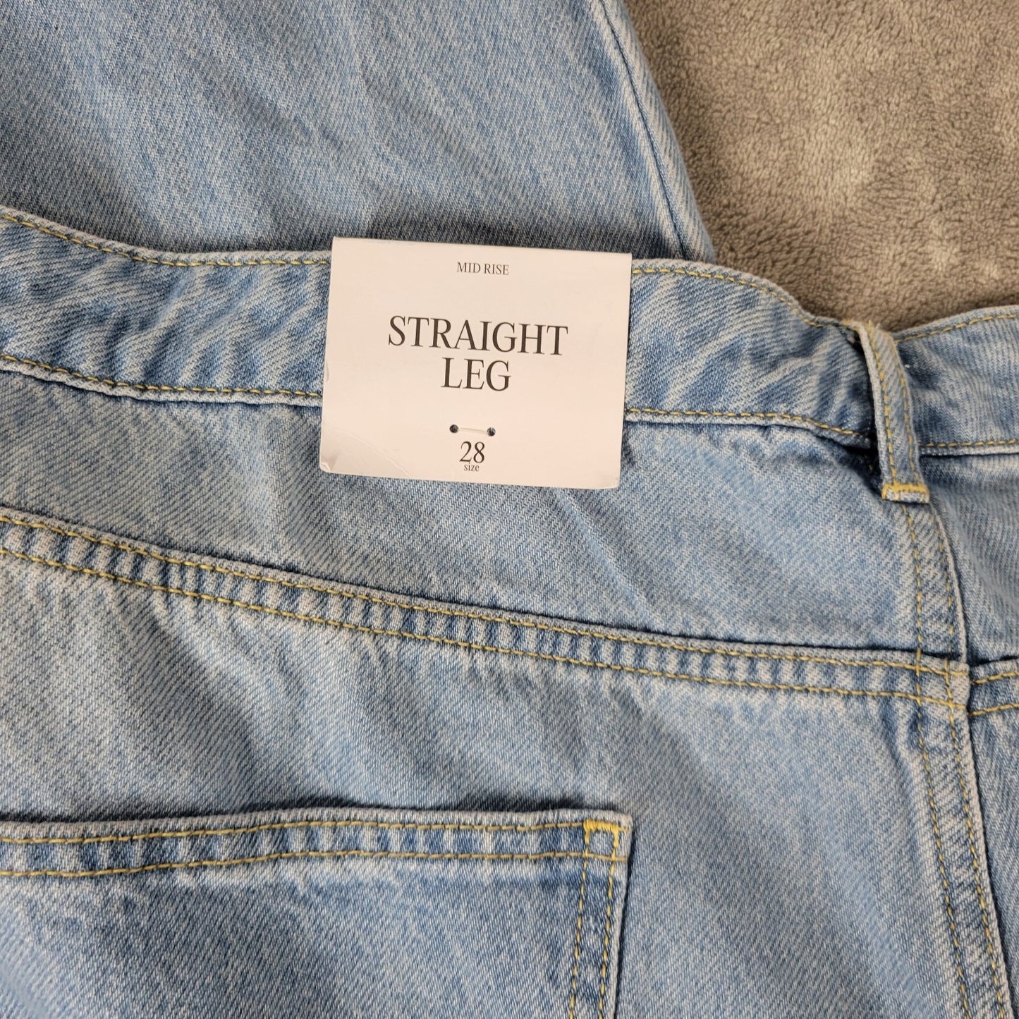 Future Collective Womens Jeans 28 Straight Leg Light Blue Denim Zip Fly Raw Hem