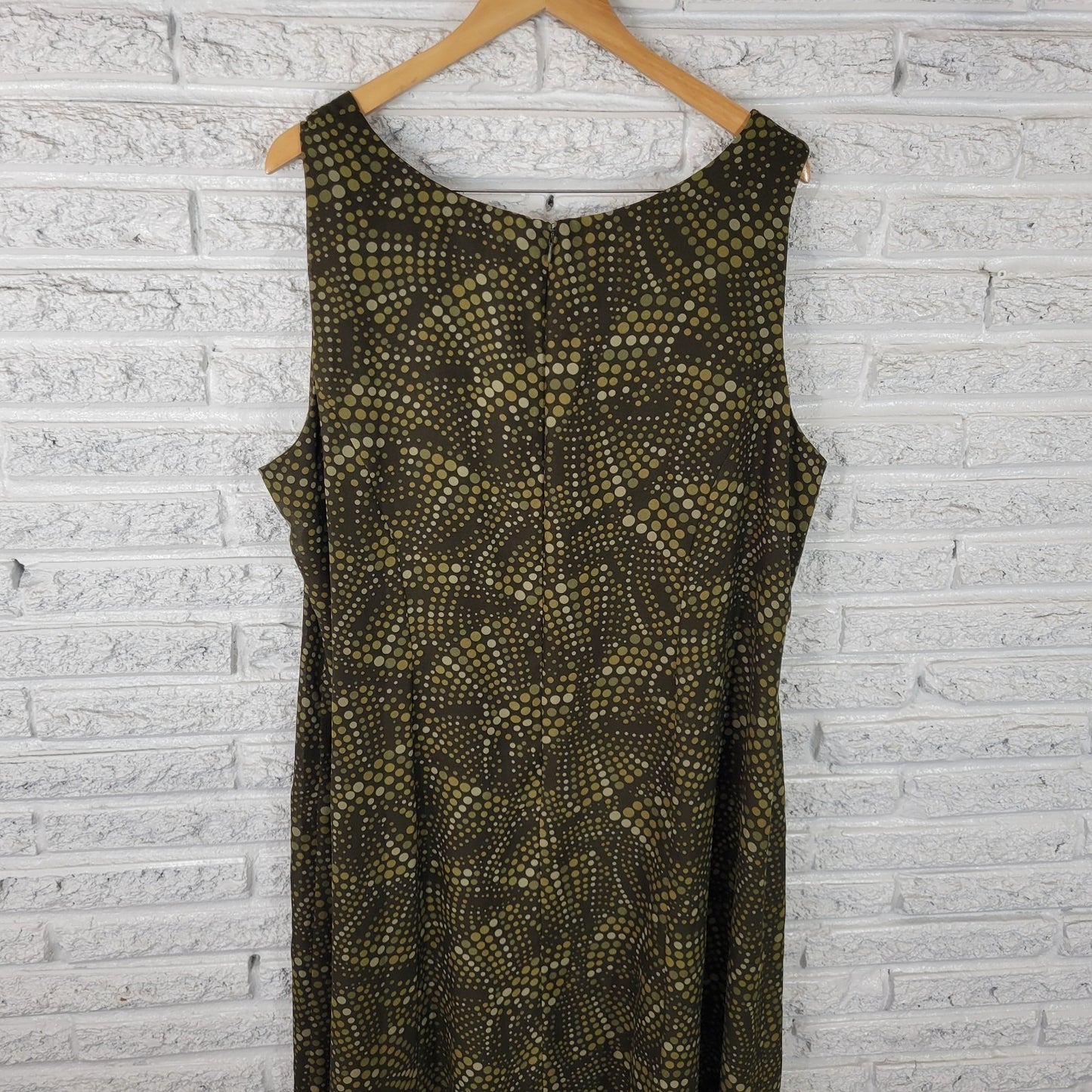 Studio I Womens Dress 22W Plus Sleeveless Shift Green Geometric Zip Lined Office