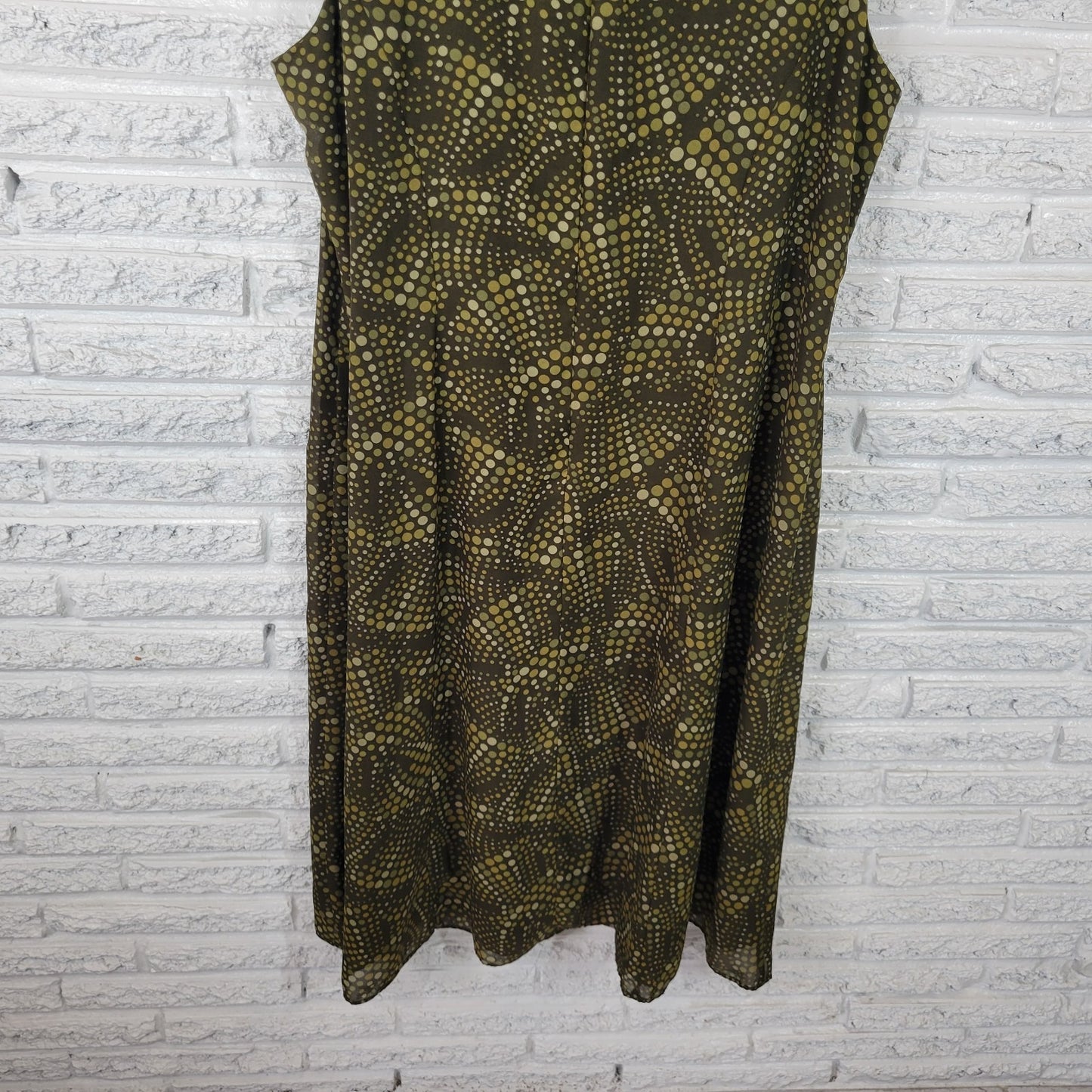 Studio I Womens Dress 22W Plus Sleeveless Shift Green Geometric Zip Lined Office