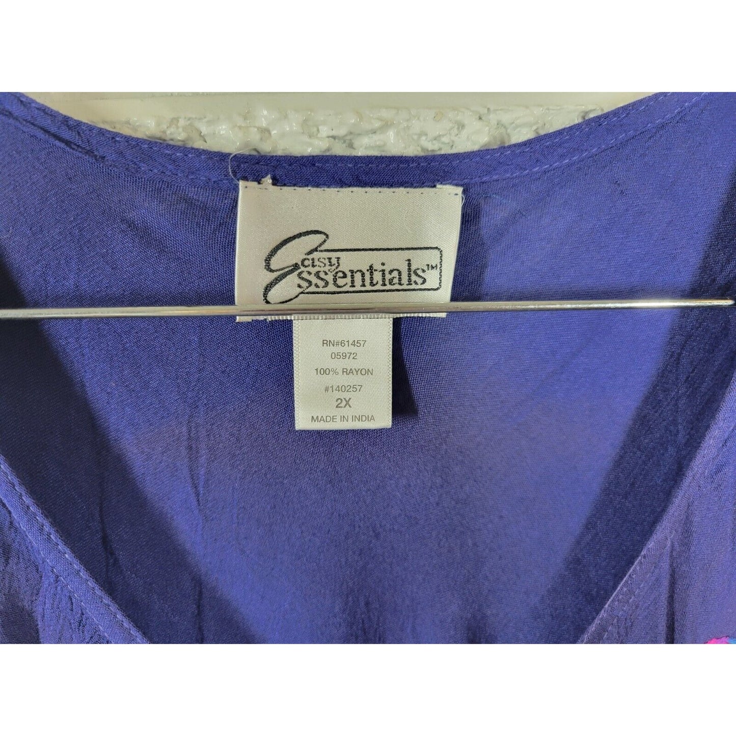 Easy Essentials Womens Dress 2X Swim Coverup Sleeveless Embroidered Blue Floral