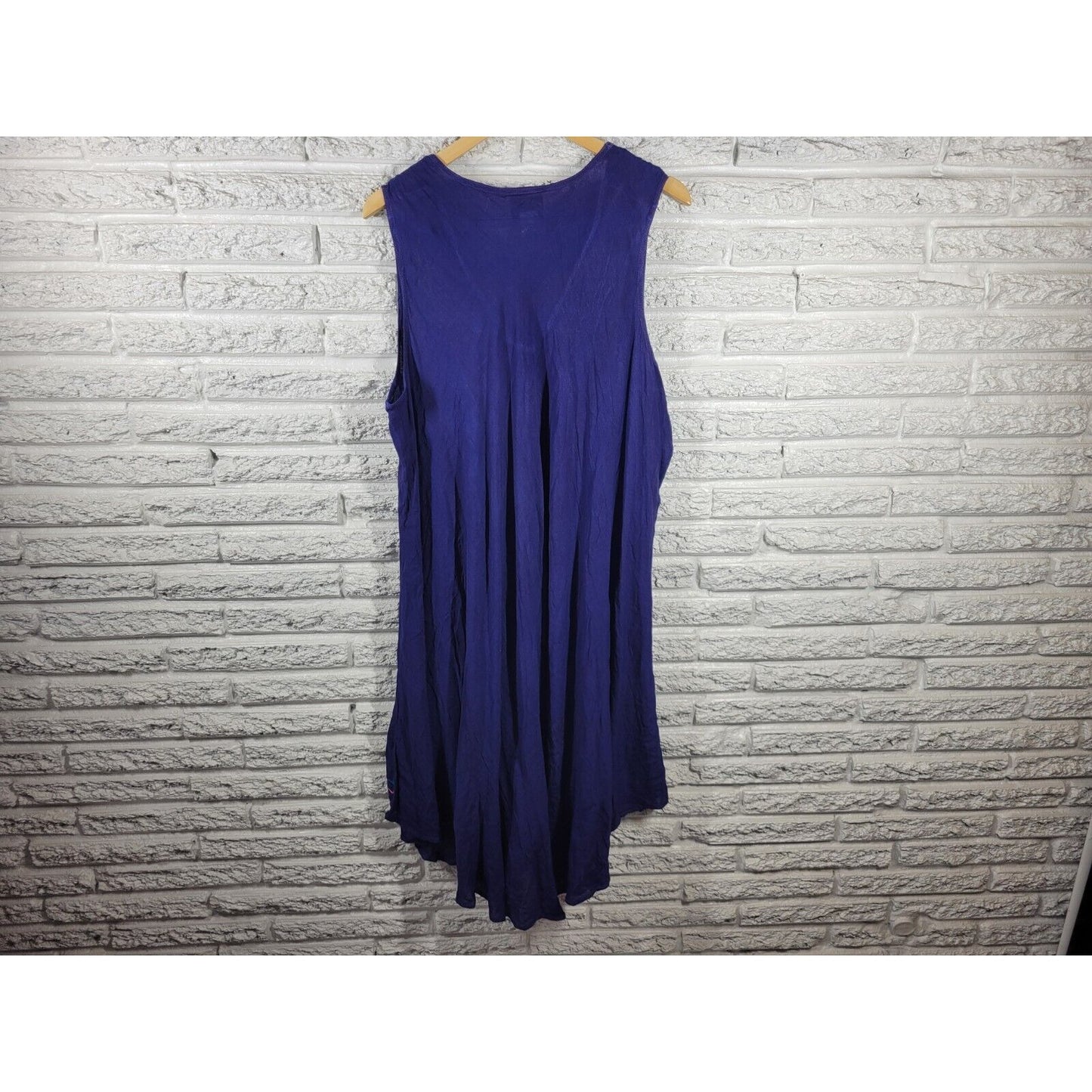 Easy Essentials Womens Dress 2X Swim Coverup Sleeveless Embroidered Blue Floral