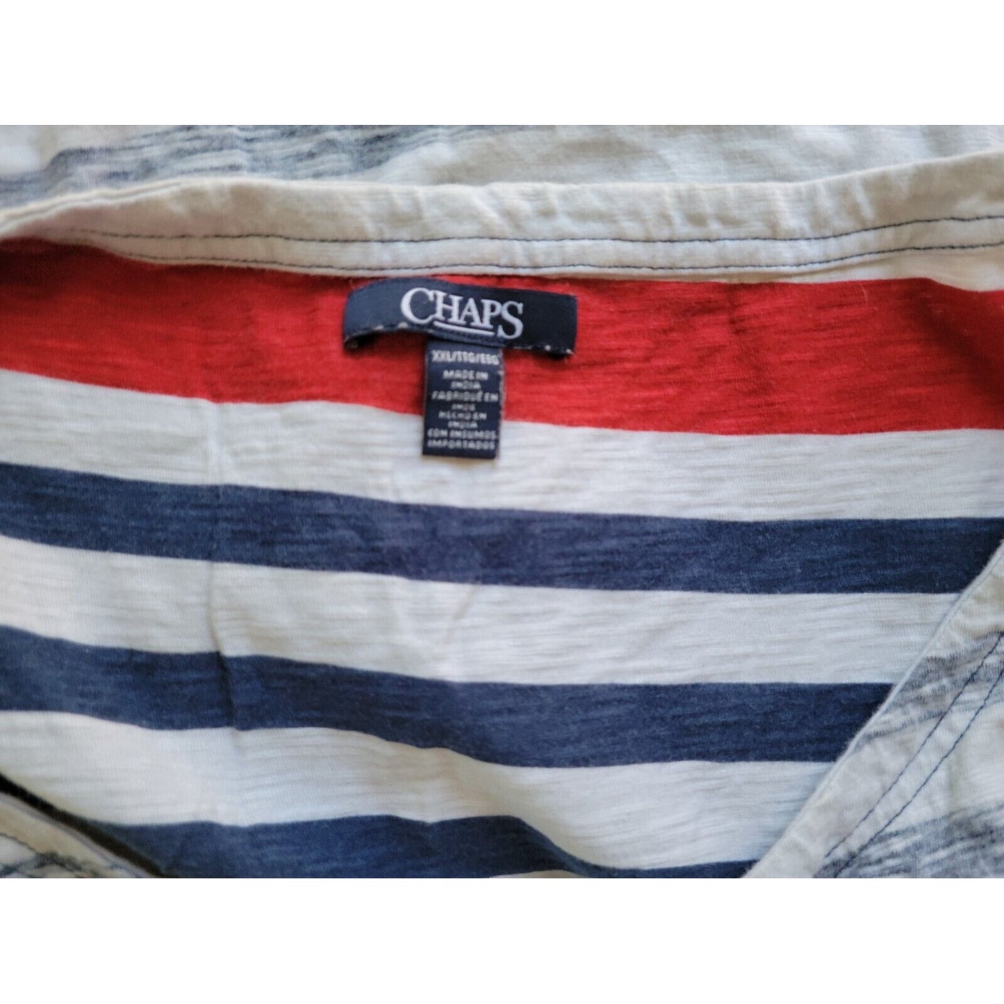 Fourth of July Chaps Womens Top XXL Tank Patriotic Red Blue Stripe Muted Lace Up