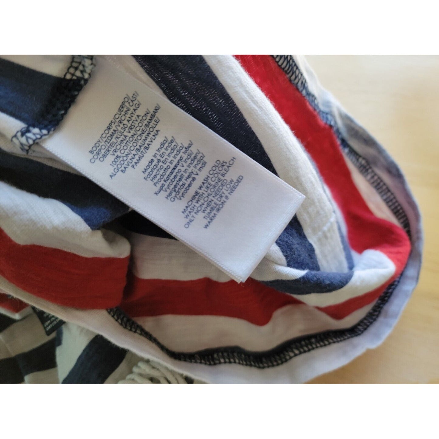 Fourth of July Chaps Womens Top XXL Tank Patriotic Red Blue Stripe Muted Lace Up