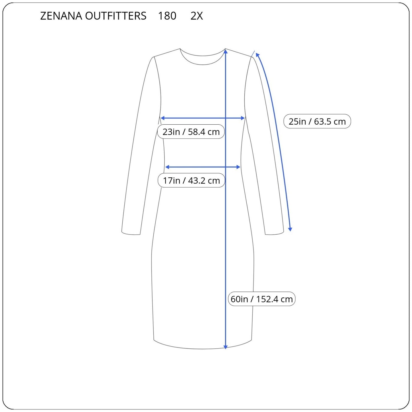 Zenana Outfitters Womens Dress 2X Plus Long Sleeve Maxi Blue Casual Comfy Travel