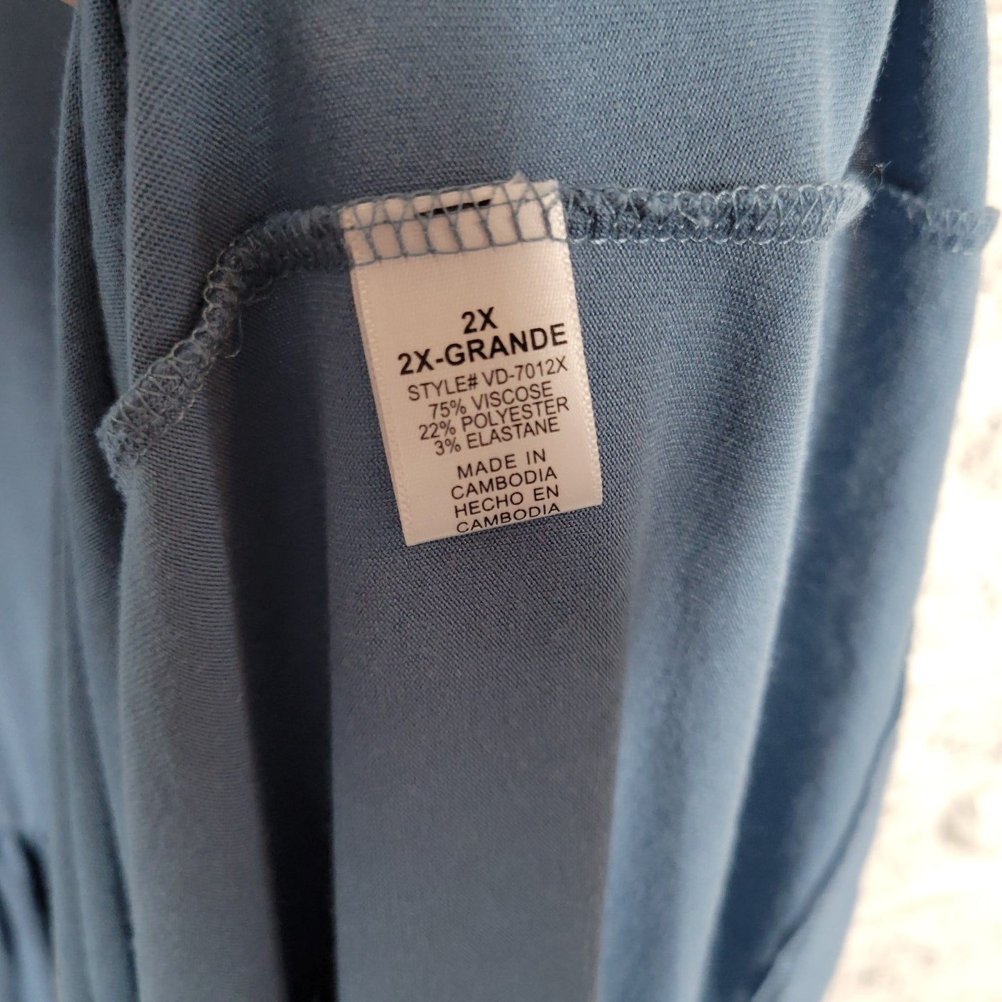 Zenana Outfitters Womens Dress 2X Plus Long Sleeve Maxi Blue Casual Comfy Travel