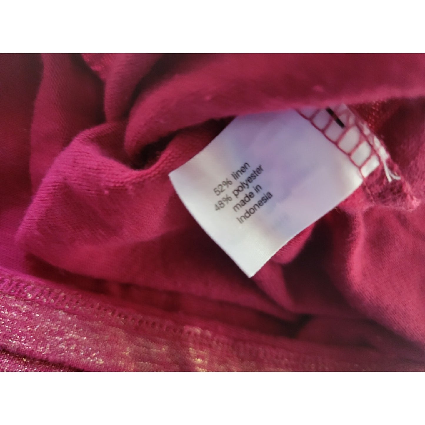 Lane Bryant Womens Top 26 28 Plus Tee Cap Sleeve Red Metallic Linen Polyester