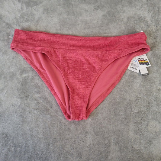 Time Tru Womens Swim Bikini Bottom 1X 16W 18W Plus Pink Crinkle Comfy Poly Blend
