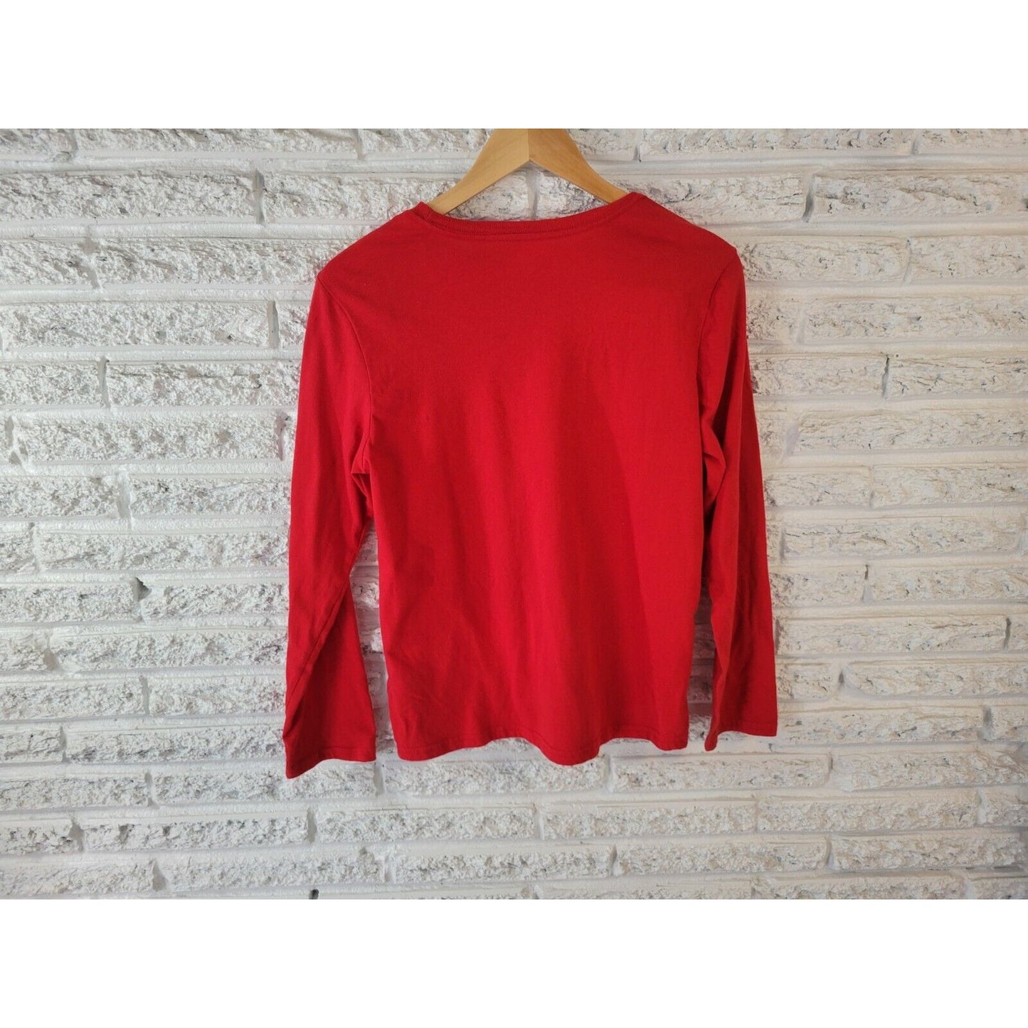 Christmas Holiday Time Womens Top Extra Large Tee Long Sleeve Red Santa Claus