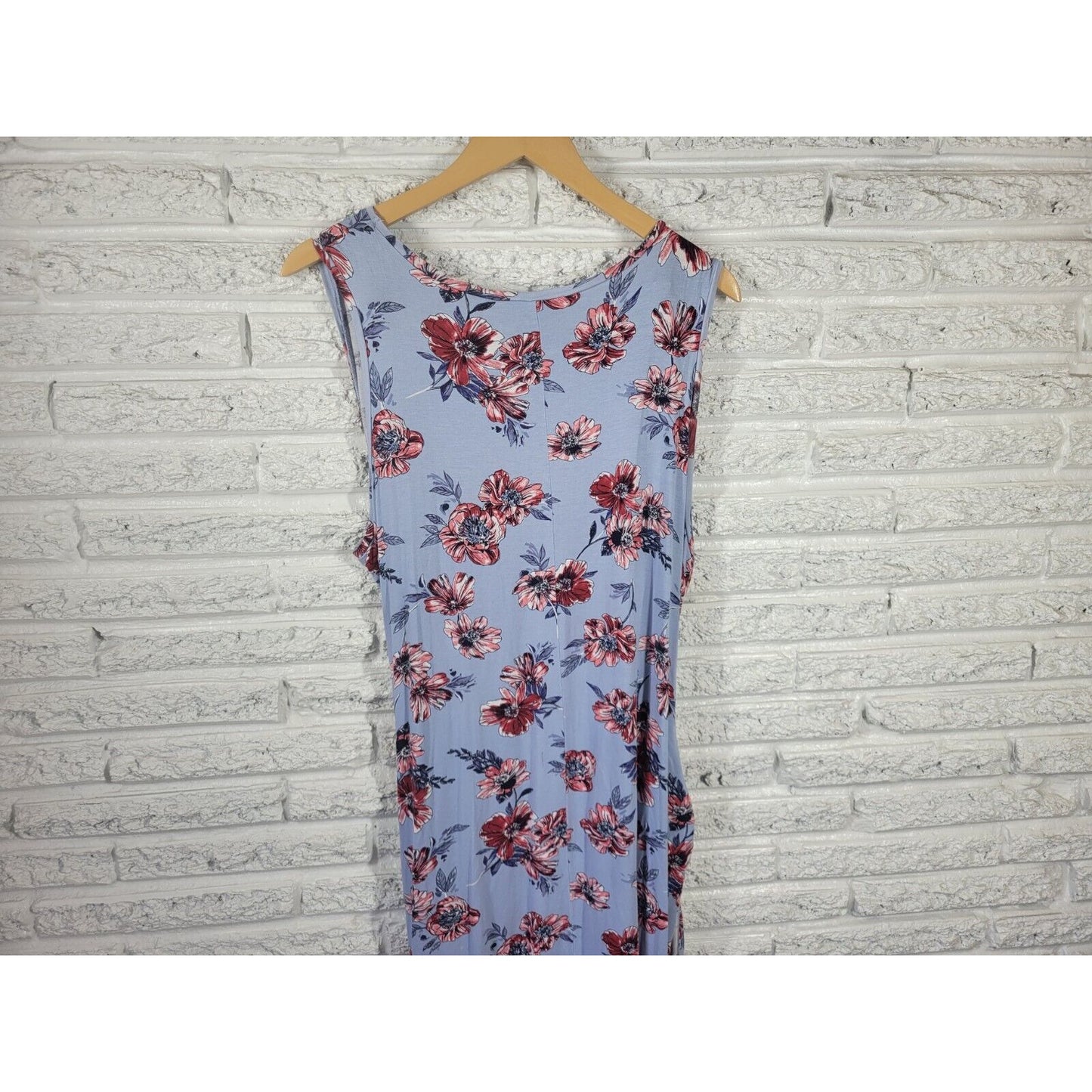 Alison Andrews Womens Dress 2X Wrap Sleeveless Casual Blue Floral Rayon Blend