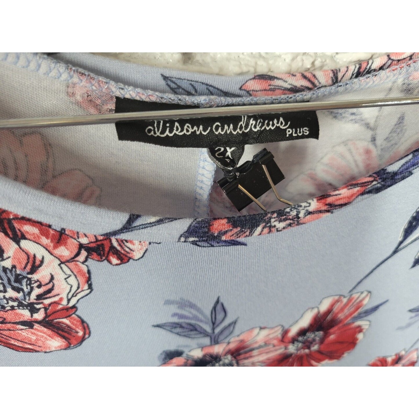 Alison Andrews Womens Dress 2X Wrap Sleeveless Casual Blue Floral Rayon Blend