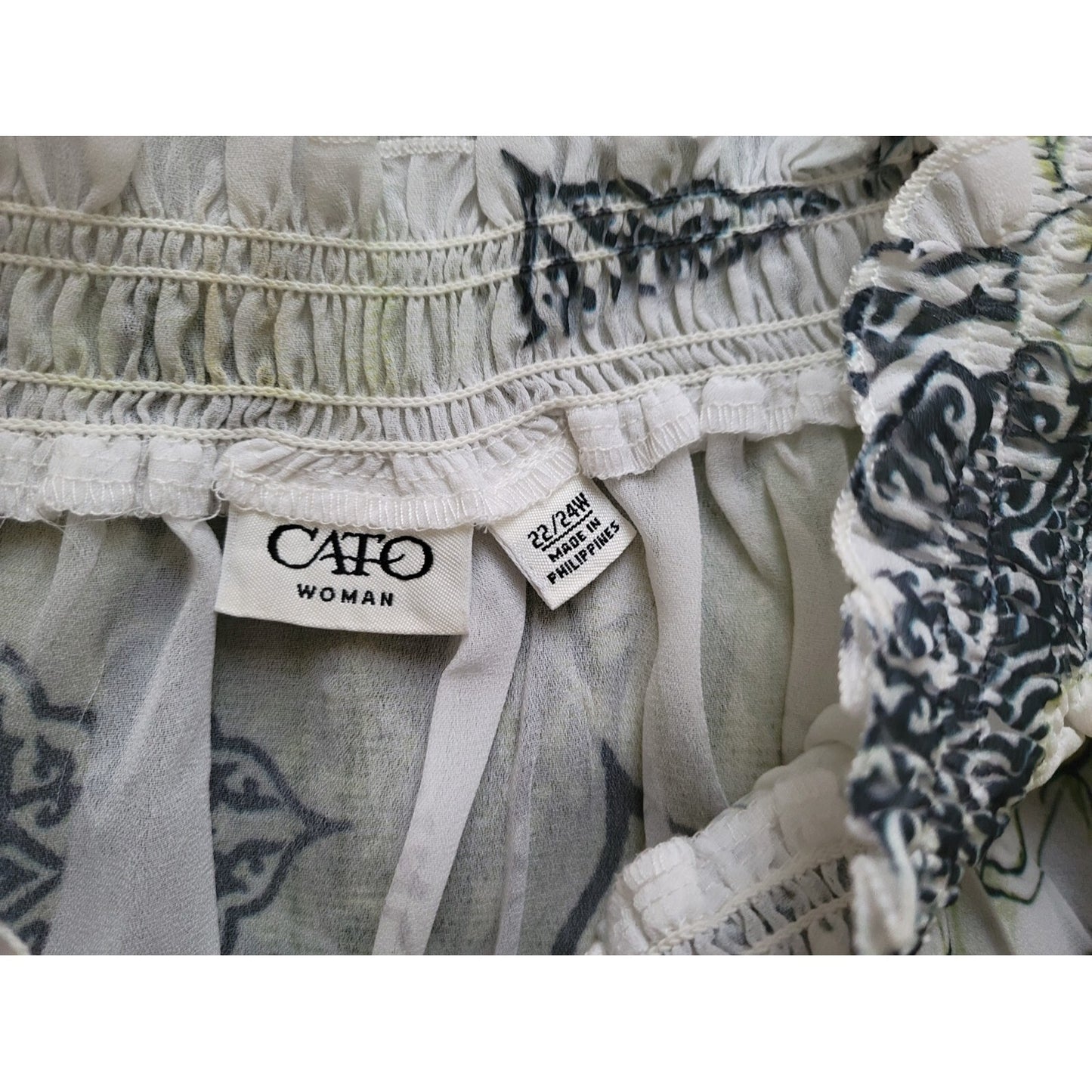 Cato Women Top 22W 24W Plus Peplum On Off Shoulder 3/4 Sleeve Sheer Green Floral