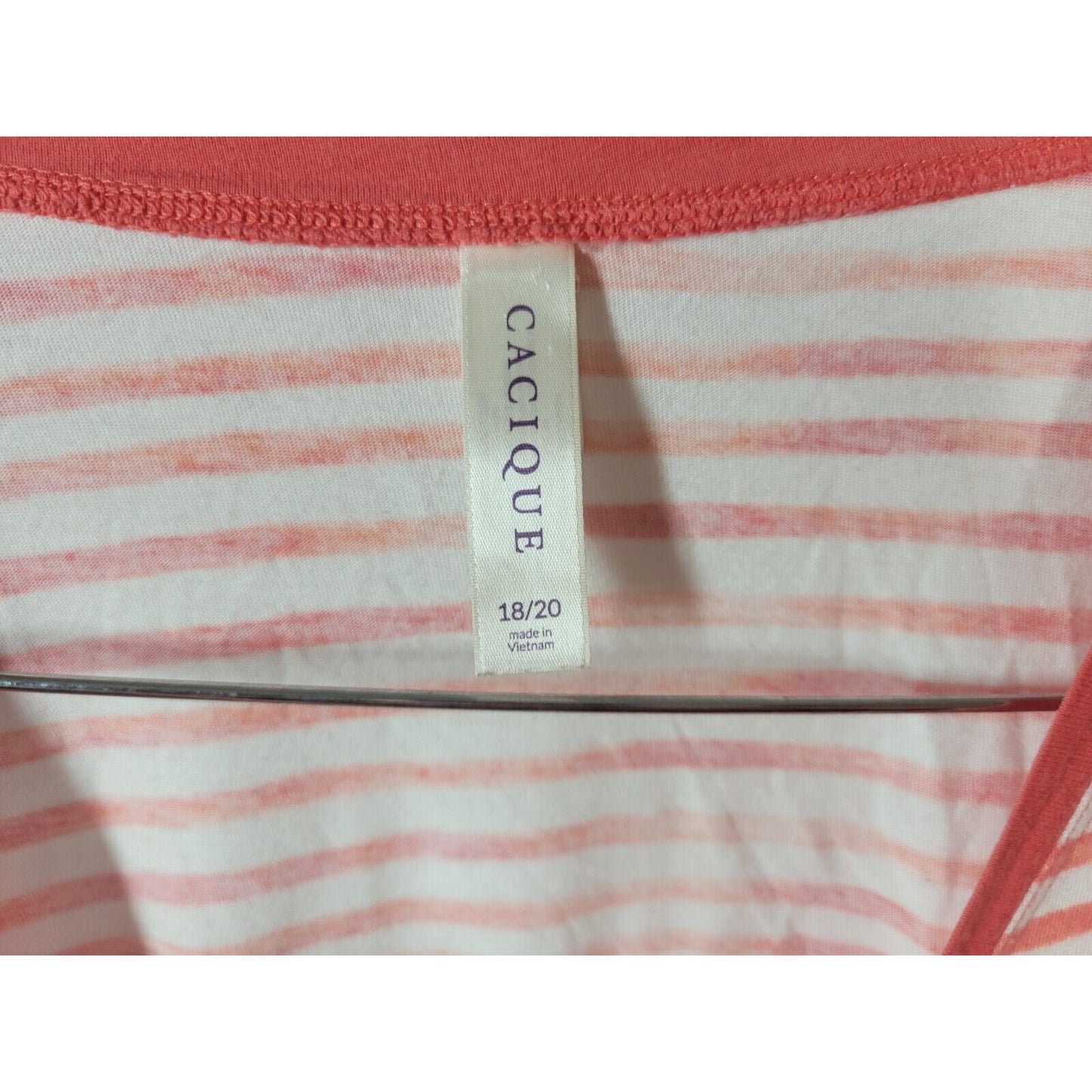 Cacique Womens Pajama Top 18 20 Short Sleeve Pink Stripe Lounge Weekend Dreamer