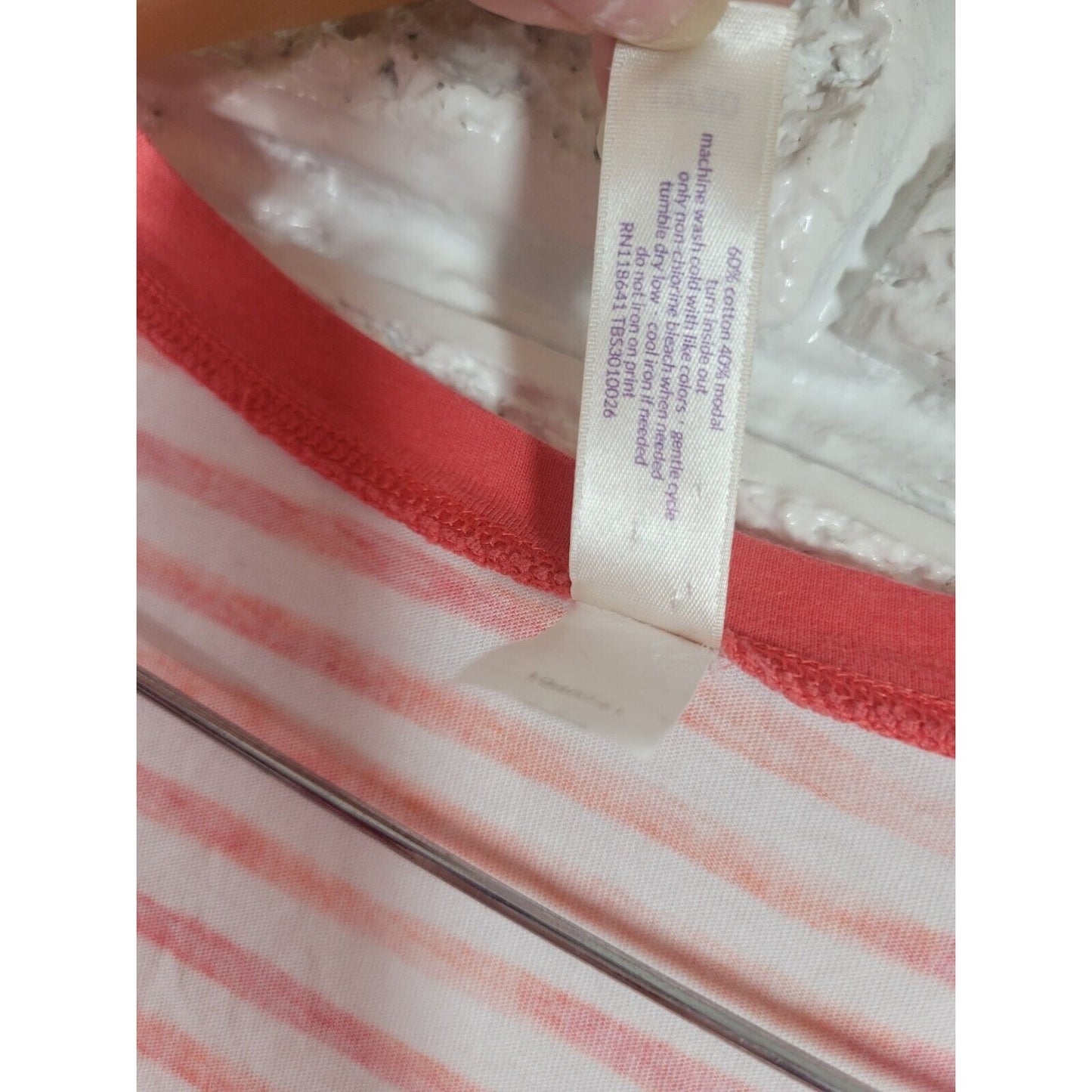 Cacique Womens Pajama Top 18 20 Short Sleeve Pink Stripe Lounge Weekend Dreamer