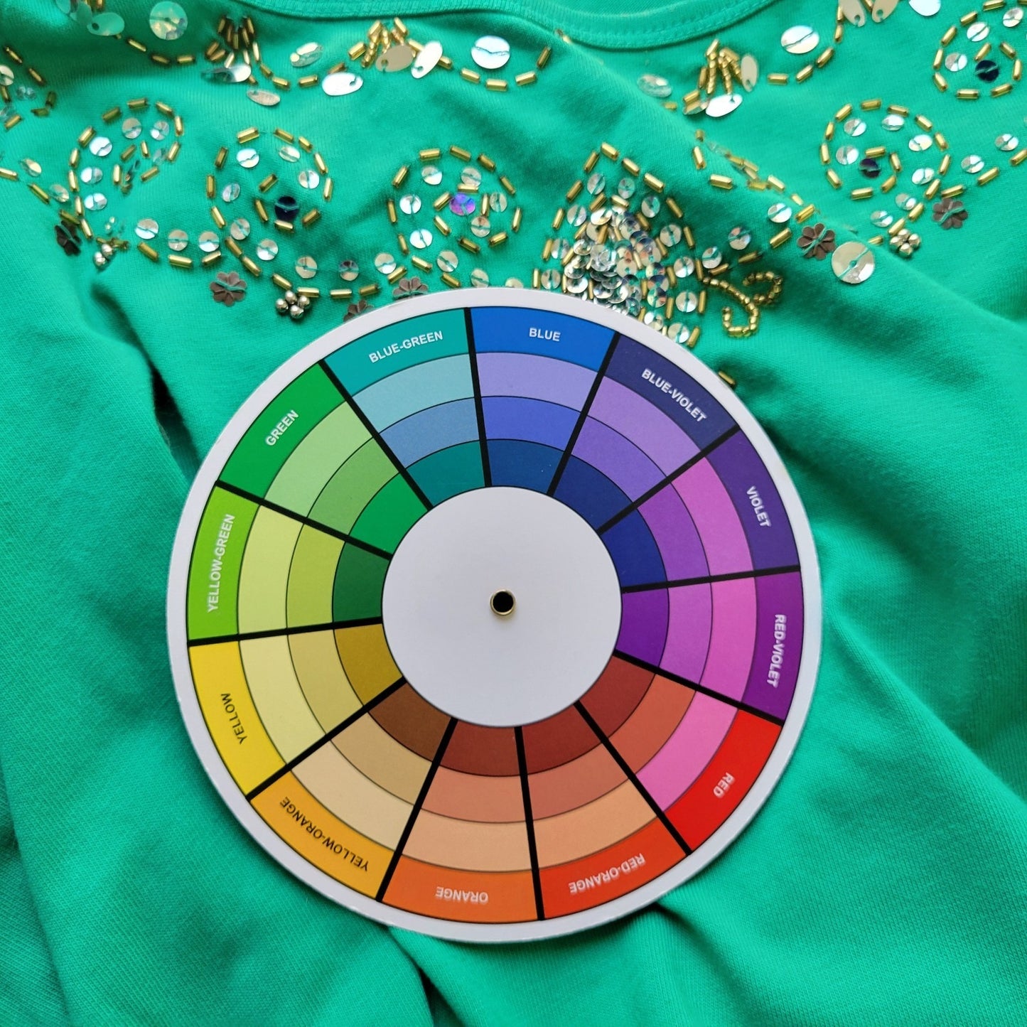 Bedford Fair Womens Top 3X Plus Long Sleeve Green Beaded Sequins Comfy Casual