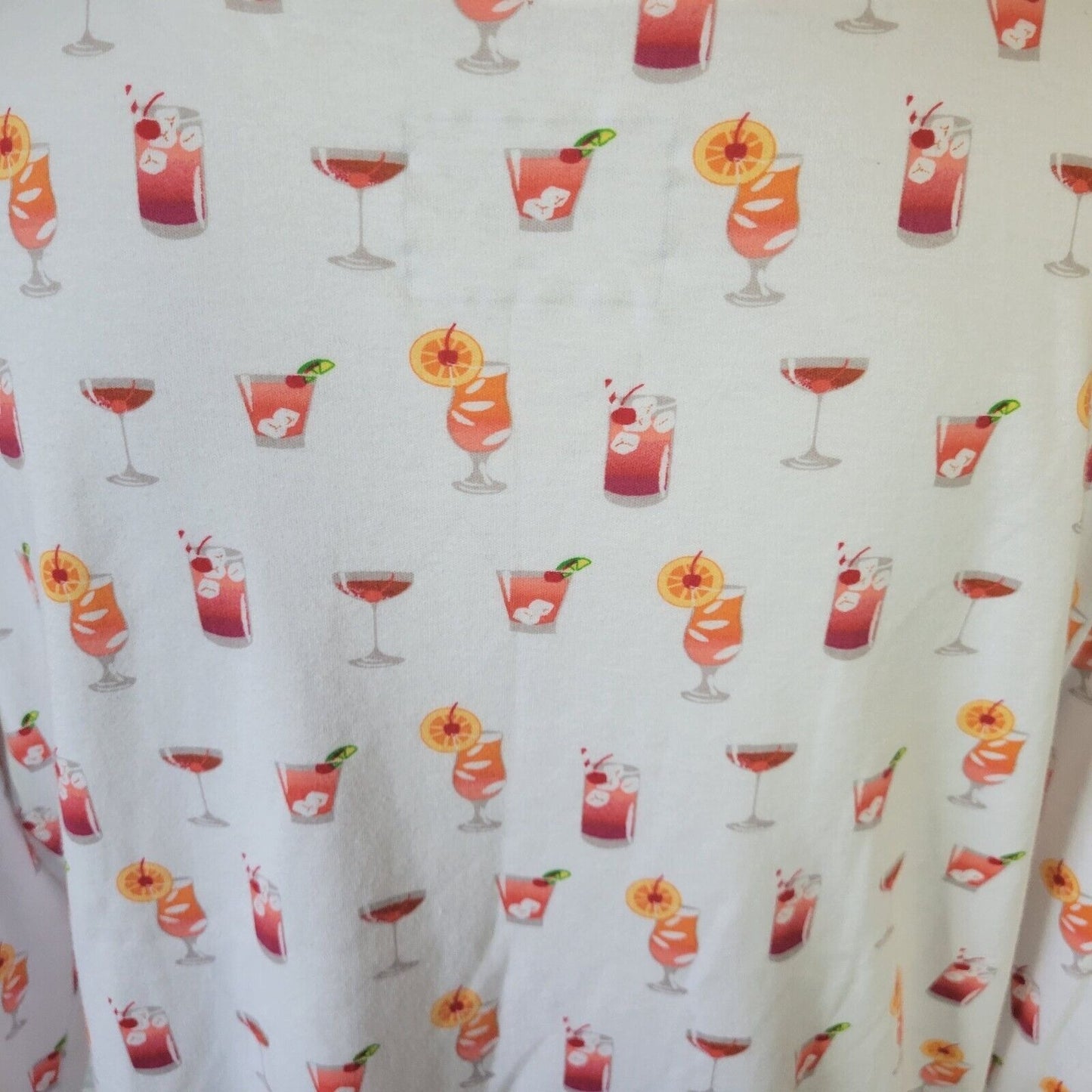 Charter Club Women Top XXL Plus Tee Pink Orange Cocktails All Over Happy Hour