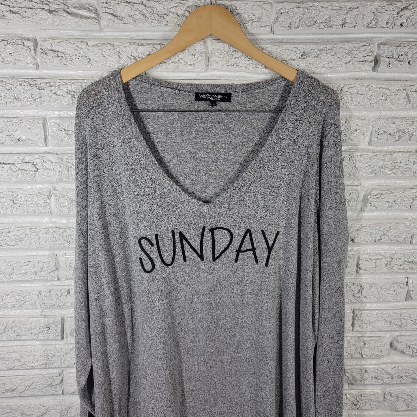 Wendy Williams Womens Sweatshirt 3X Plus Pajama Gray Sunday Lightweight Lounge