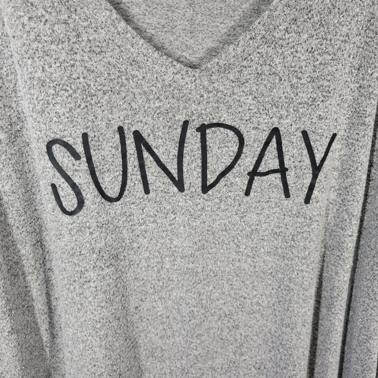 Wendy Williams Womens Sweatshirt 3X Plus Pajama Gray Sunday Lightweight Lounge