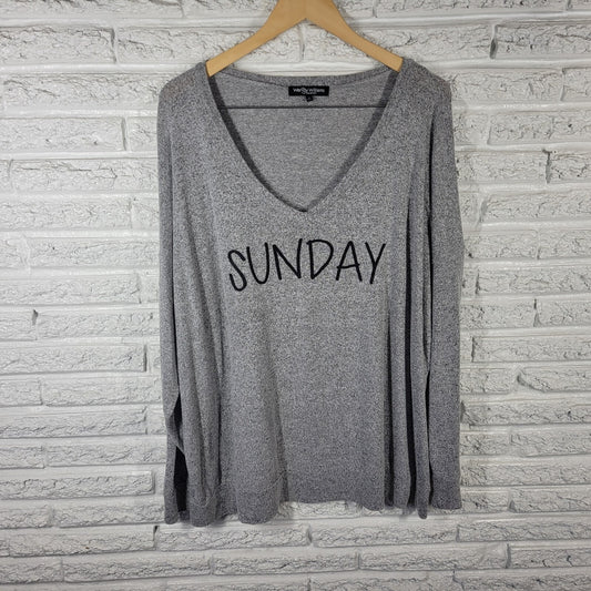Wendy Williams Womens Sweatshirt 3X Plus Pajama Gray Sunday Lightweight Lounge