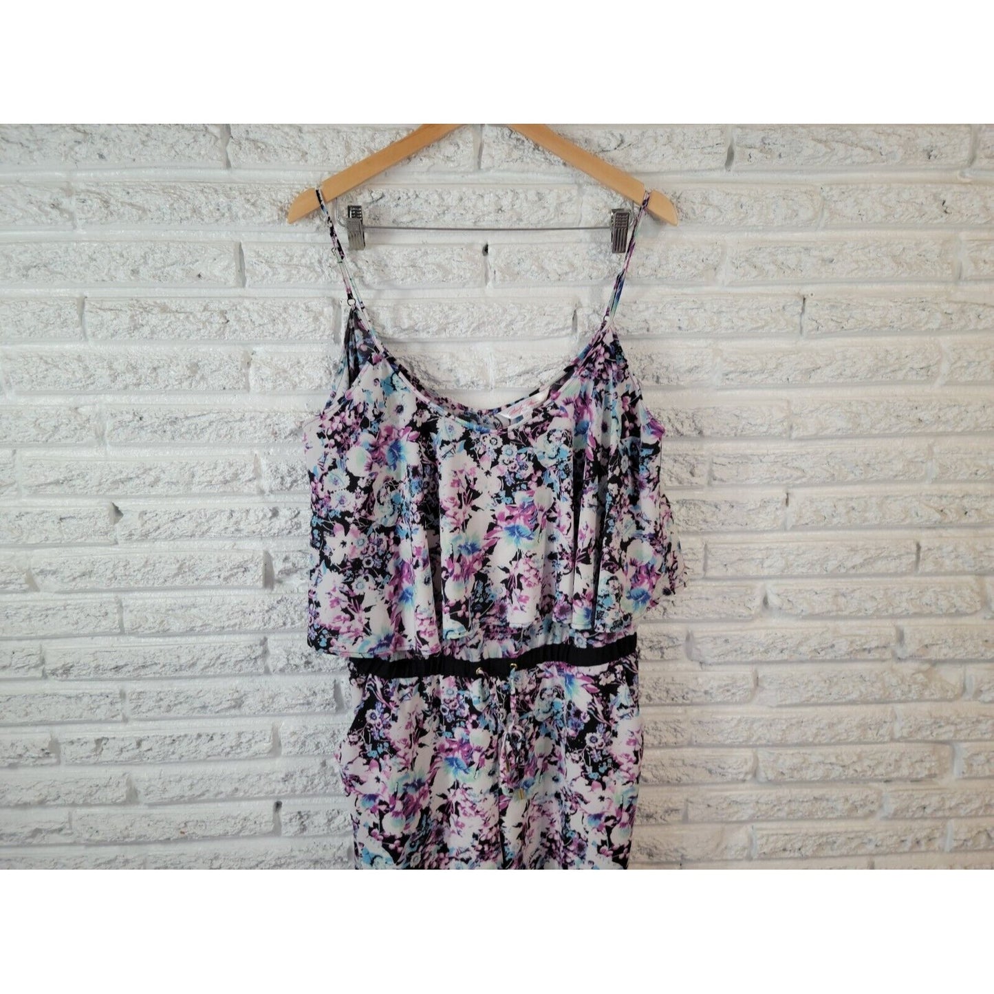 Marilyn Monroe Womens Jumpsuit Extra Large Spaghetti Strap Purple Floral Casual