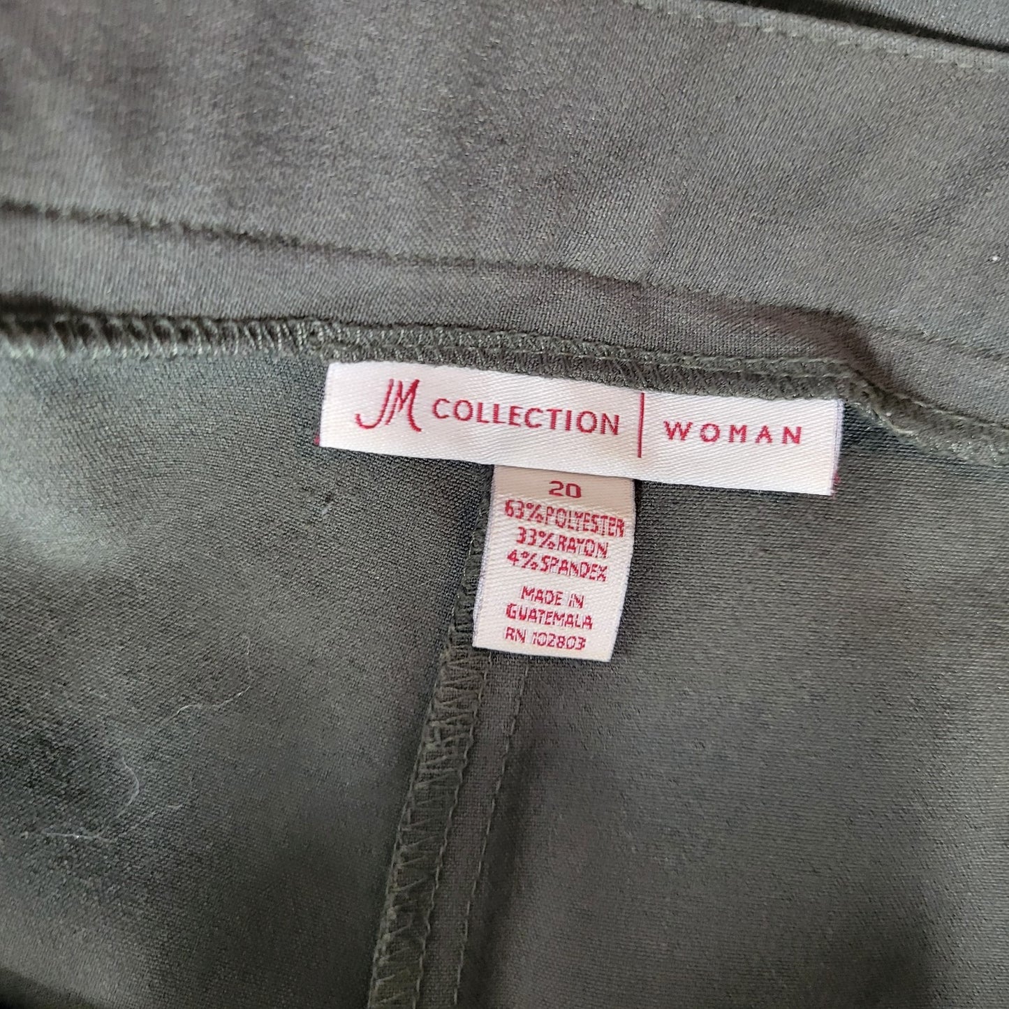 JM Collection Womens Pants 20 Plus Straight Leg Green Poly Blend Zip Fly Career