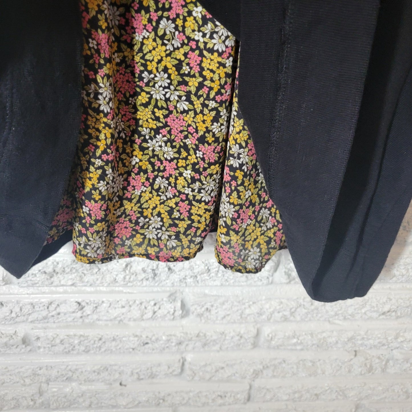 Loft Womens Top 20 22 Plus Long Sleeve Split Back Floral Chiffon Black Cotton