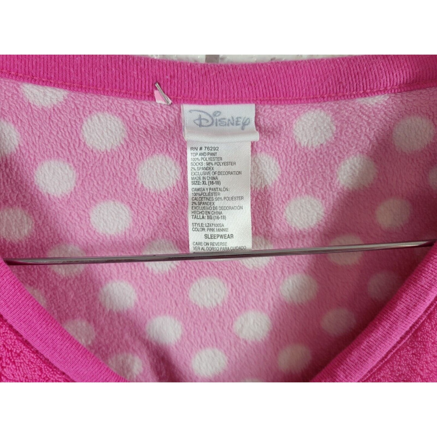 Disney Minnie Mouse Womens Pajamas Extra Large Top Fleece Morning Again Pink