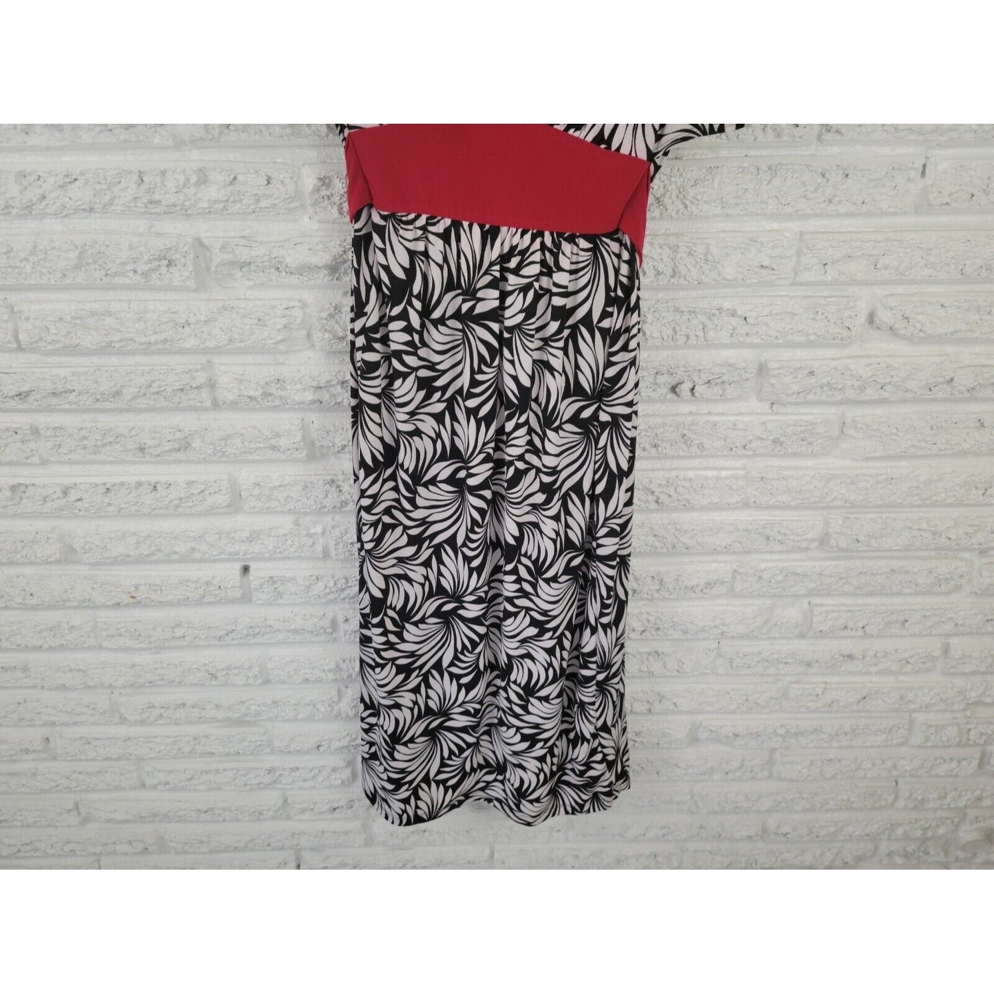 Marianne Womens Dress 2X Plus Midi Fit Flare Batwing Sleeve Black Floral Sash