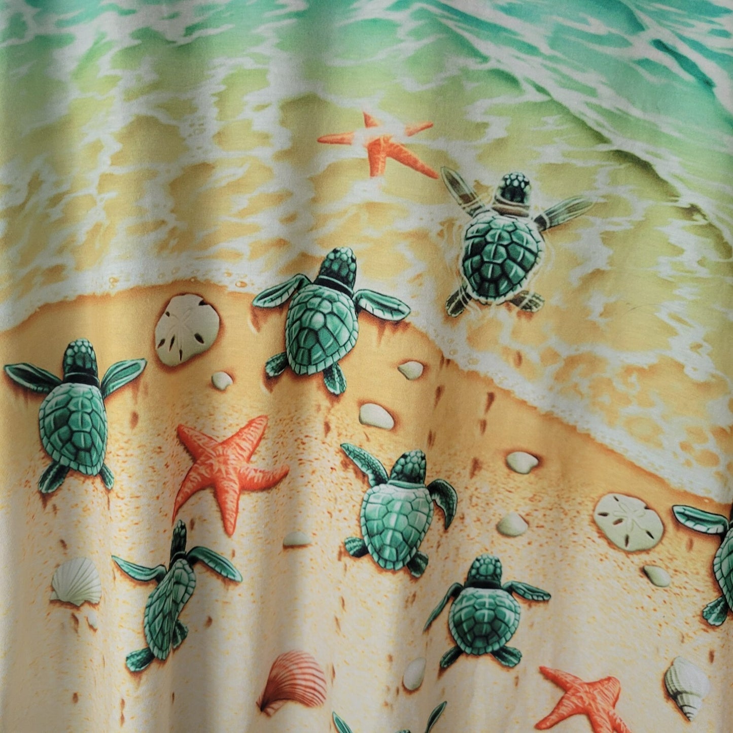 Sea Turtles Womens Top Extra Large XL Tee Short Sleeve Beach Blue Poly Blend