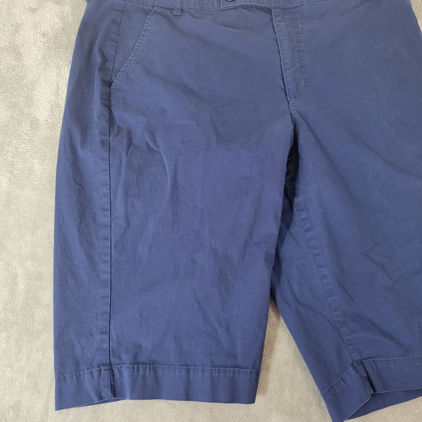 Style & Co. Women's Navy Blue Bermuda Shorts 18 Plus Cotton Spandex Comfy Zip Fly