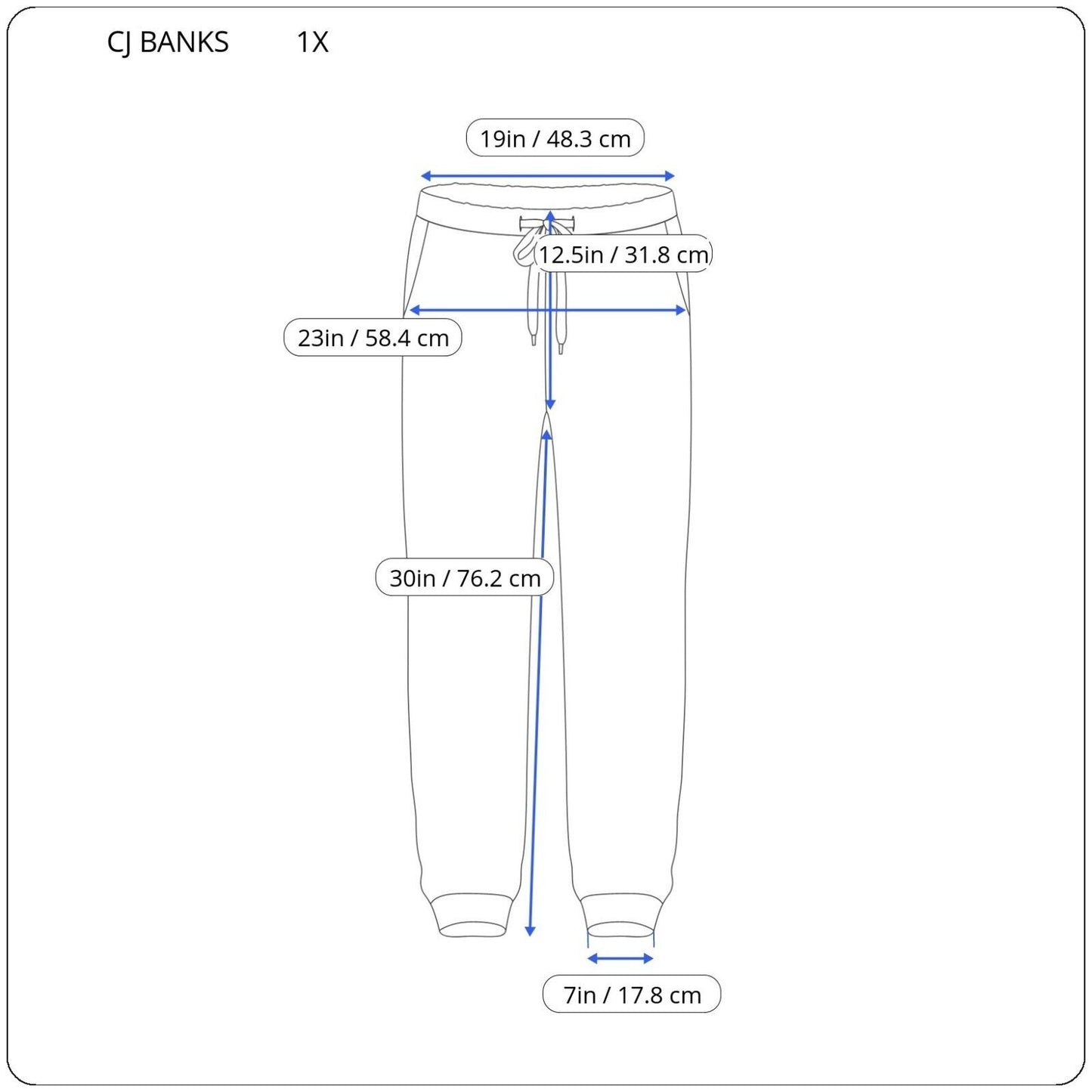 CJ Banks Womens Pants 1X Plus Comfort Lounge Straight Leg Comfort Waist Black