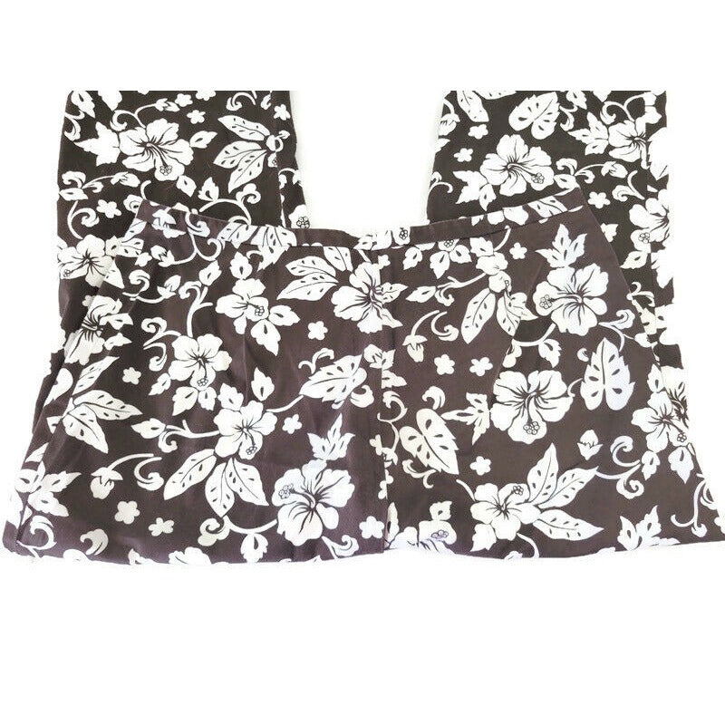 Style & Co Womens Pants 18 Plus Capri Brown White Floral NO POCKETS Cotton Blend