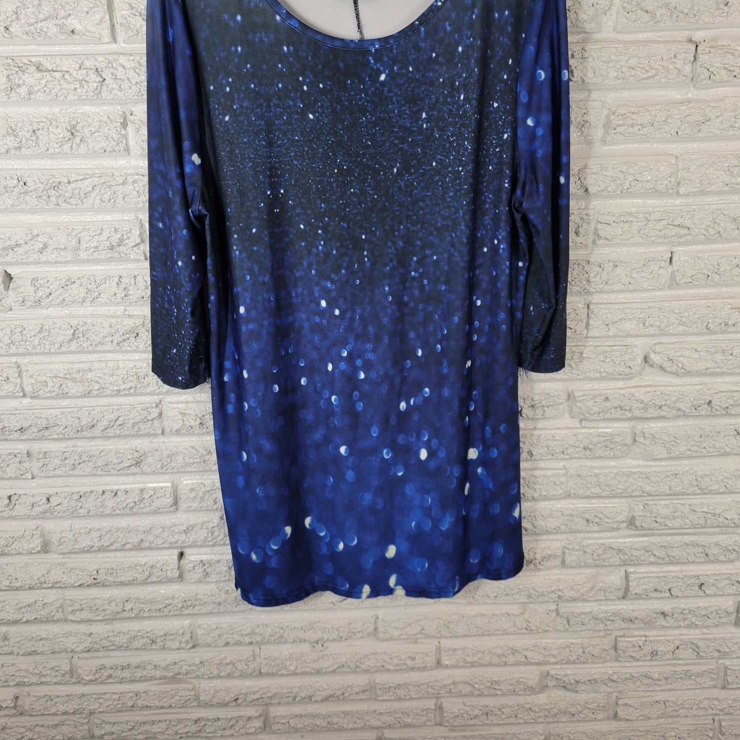Lily Firmiana Womens Dress 1X Plus Mini 3/4 Sleeve Blue Outer Space Poly Blend