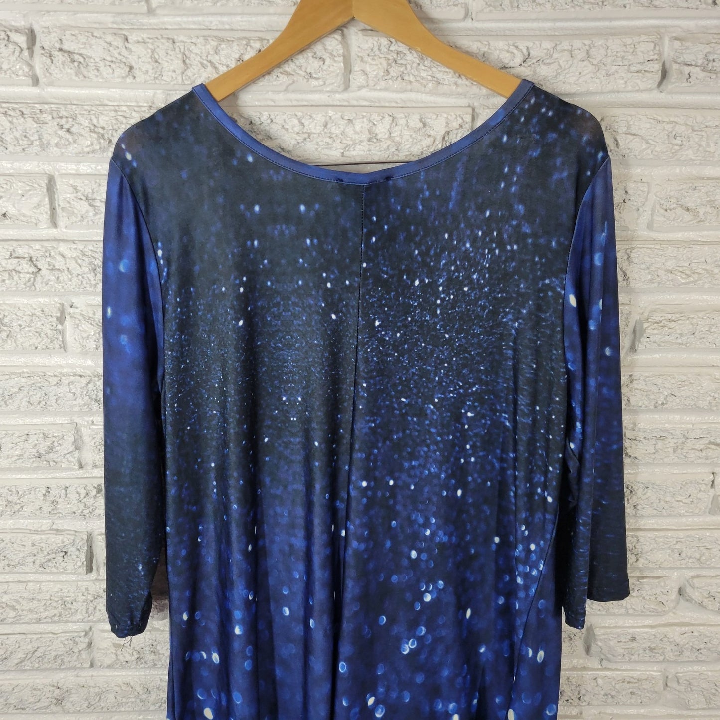 Lily Firmiana Womens Dress 1X Plus Mini 3/4 Sleeve Blue Outer Space Poly Blend