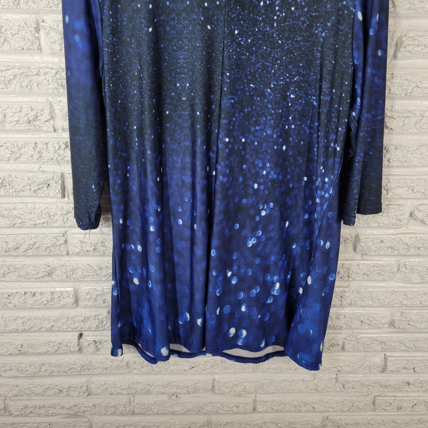 Lily Firmiana Womens Dress 1X Plus Mini 3/4 Sleeve Blue Outer Space Poly Blend