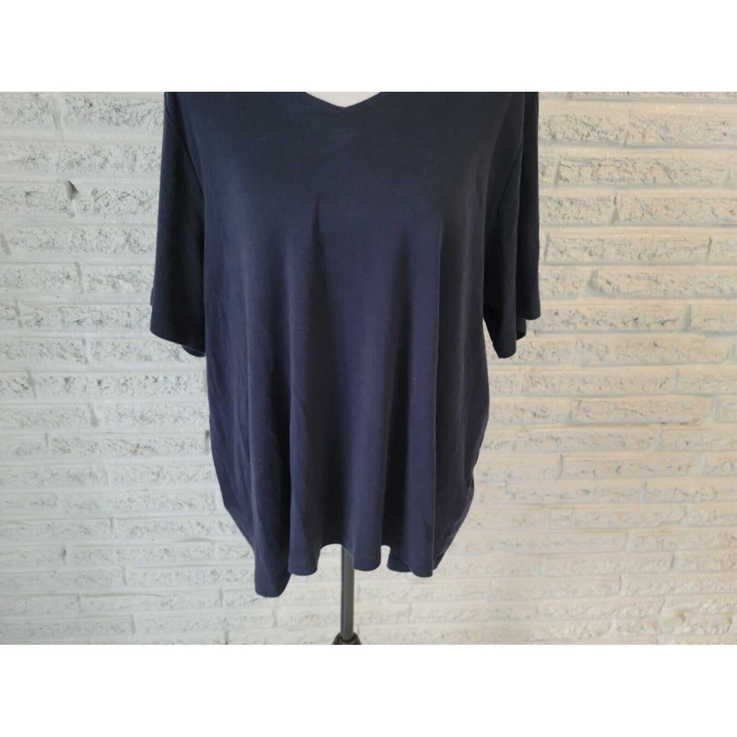 CJ Banks Womens Top 2X Plus Tee Short Sleeve Blue Cotton Basic Casual Stretch