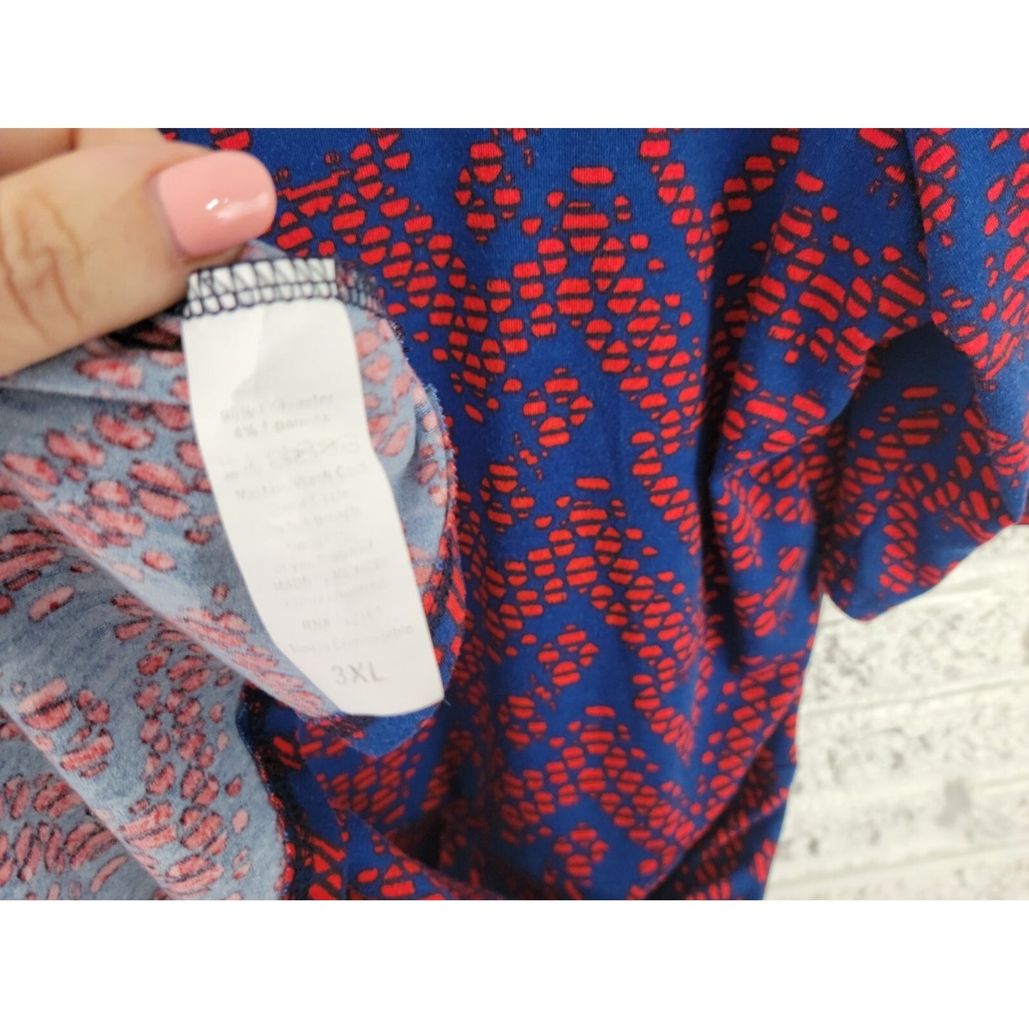 LuLaRoe Women's 3XL Plus Size Shirt Dress Red Blue Geometric Boat Neck Stretch