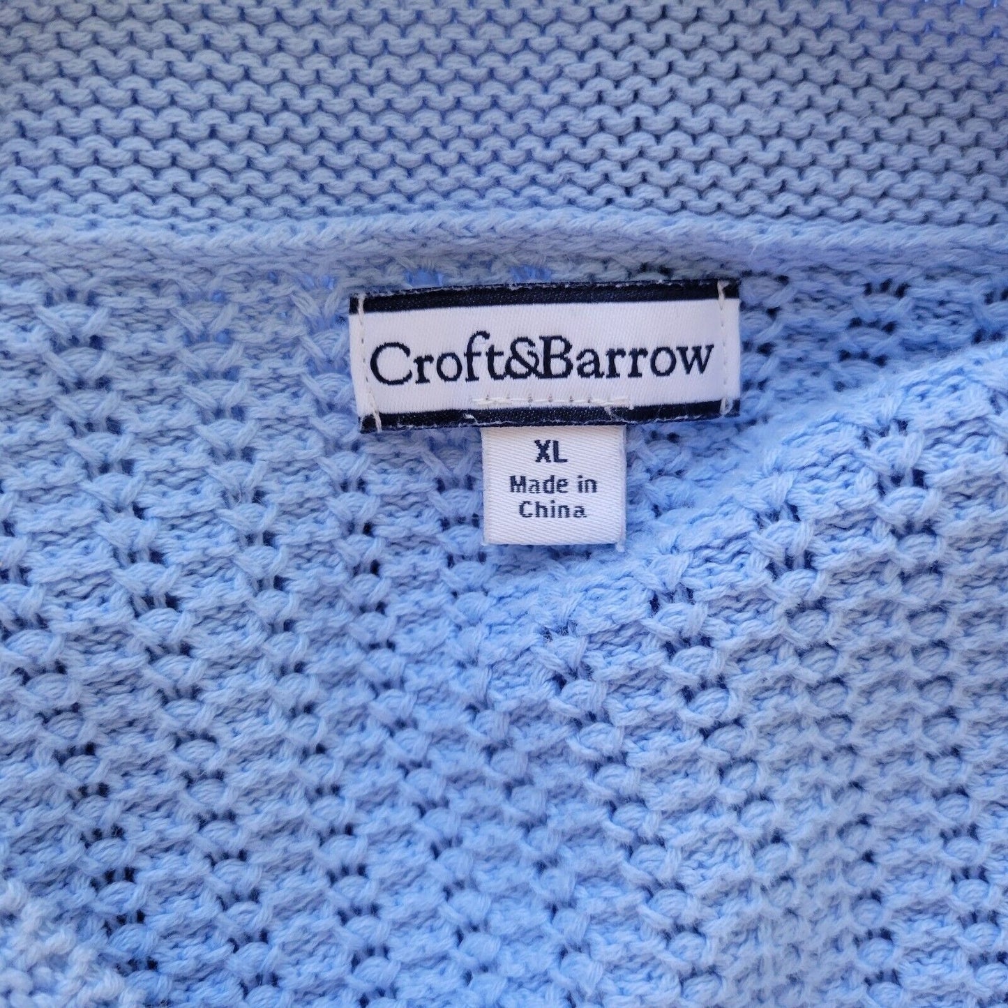 Croft Barrow Womens Sweater Extra Large XL Two Button Faux Pockets Cotton Blue