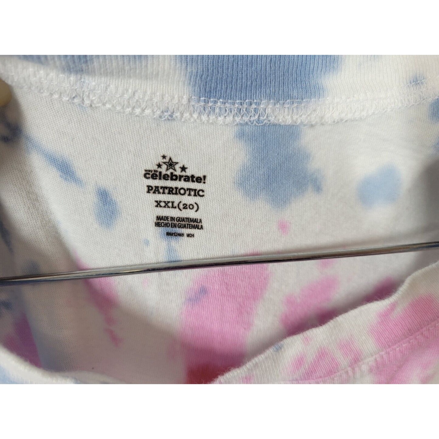 Fourth of July Womens Top XXL Plus Tee Sleeveless American Mama Blue Tie Dye